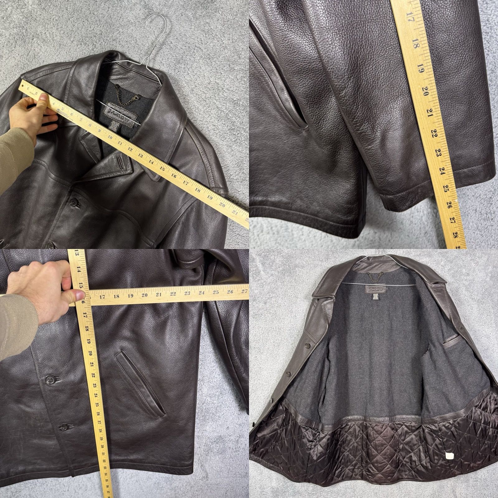 J.Crew VINTAGE J. Crew Leather Jacket Overcoat Mens L Chore Barn Coat Wool Lined Dark Brown Size US L / EU 52-54 / 3 - 8 Thumbnail