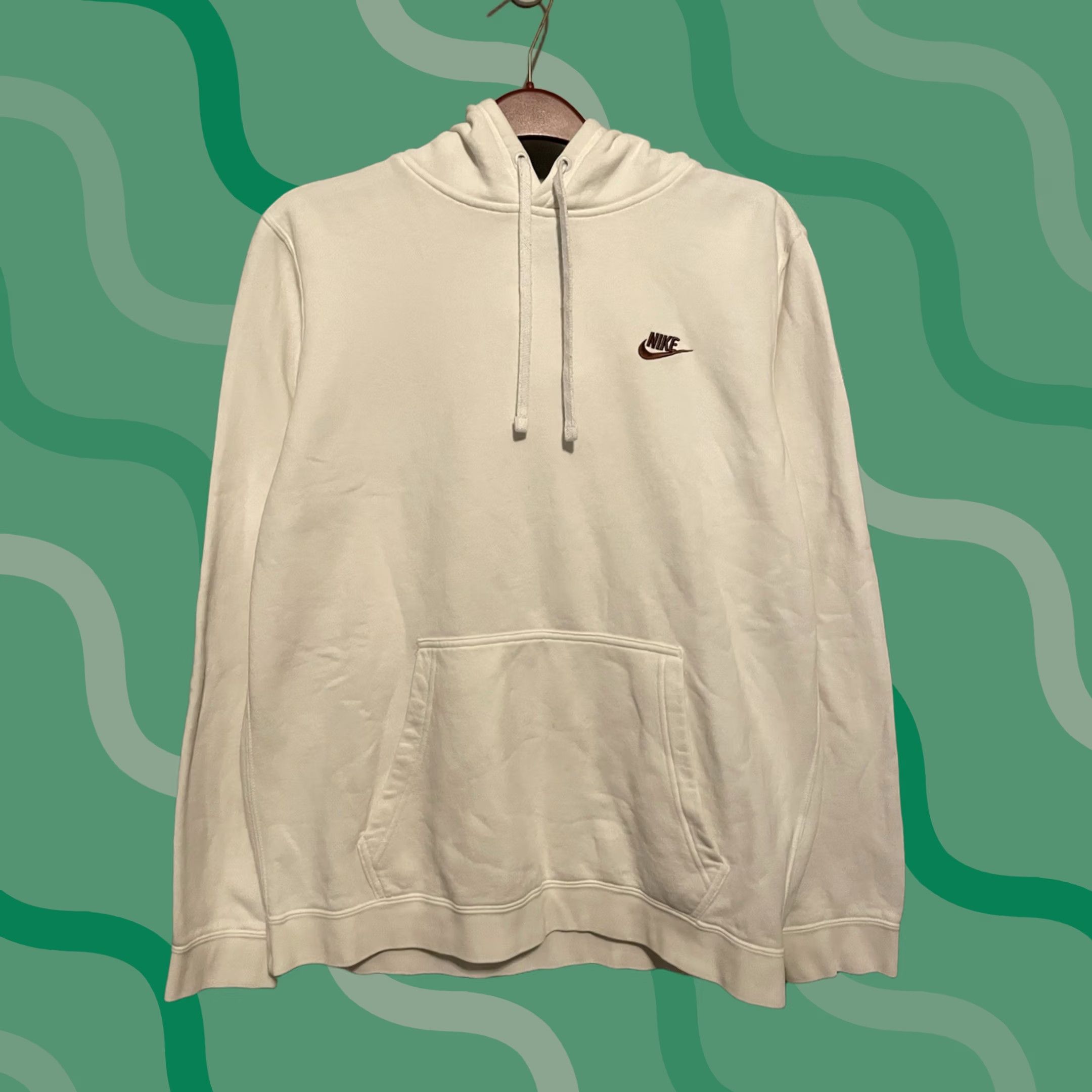 Nike Nike Sportswear Hoodie Shirt Mens Pullover Hooded Pockets White Large Regular Cotton Polyester Fleece Size US L / EU 52-54 / 3 - 1 Thumbnail