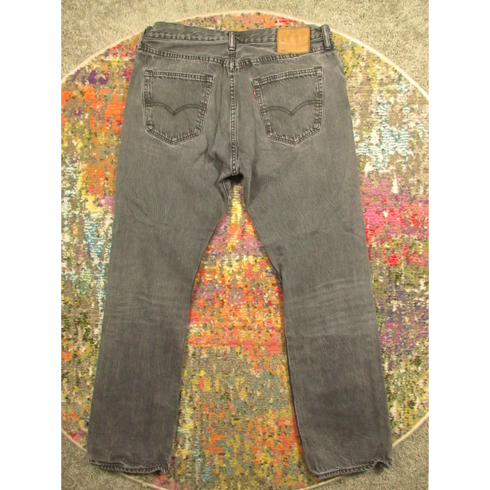 Levi's LEVI'S 501 Jeans 34x32 Regular Rise Black Denim Button Fly Straight 5-Pocket Mens Vintage? No Size US 34 / EU 50 - 2 Thumbnail