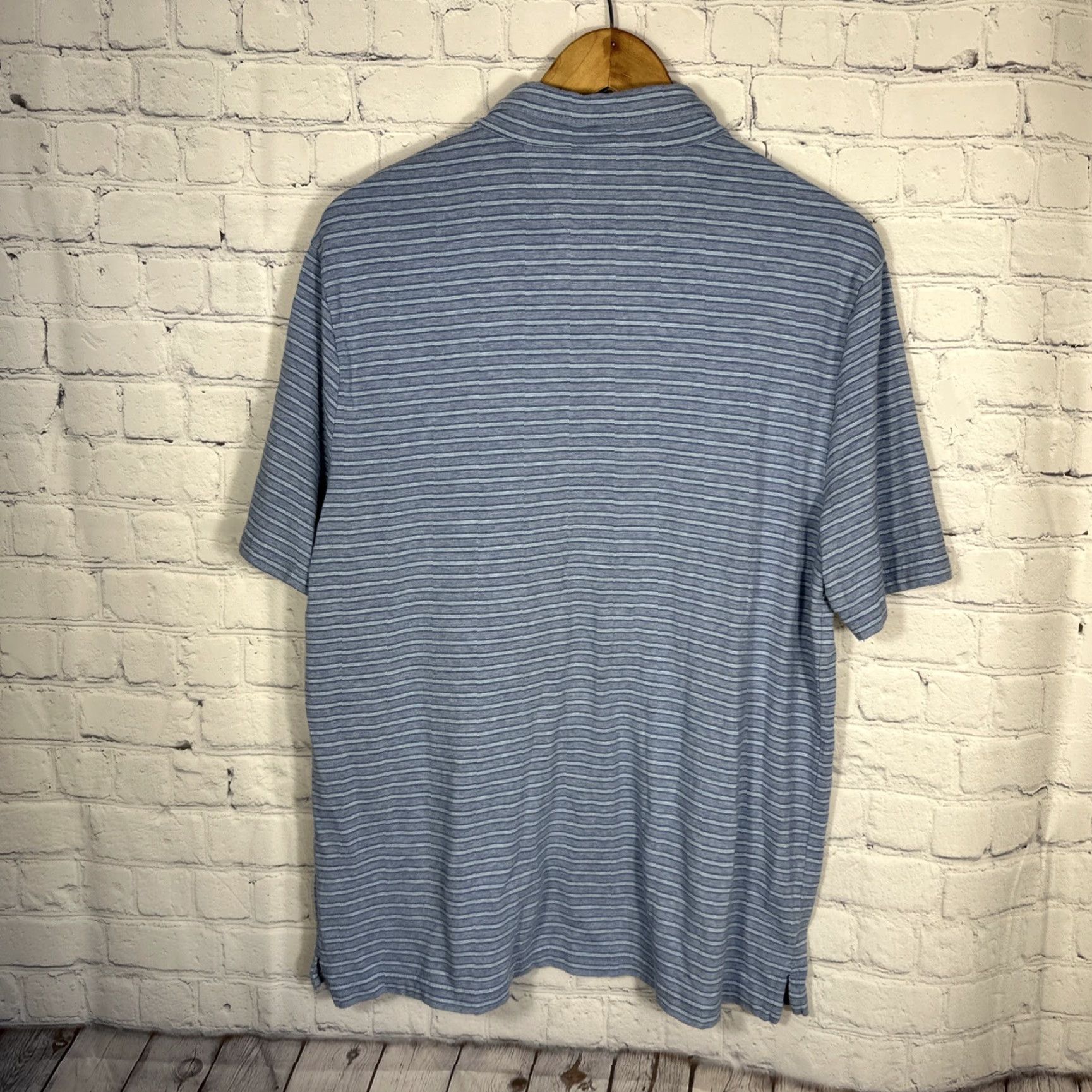 Faherty Faherty Movement Polo Shirt Mens L Blue Striped Pima Cotton Modal Stretch Logo Short Sleeve Casual Activewear Shirt Size US L / EU 52-54 / 3 - 4 Thumbnail