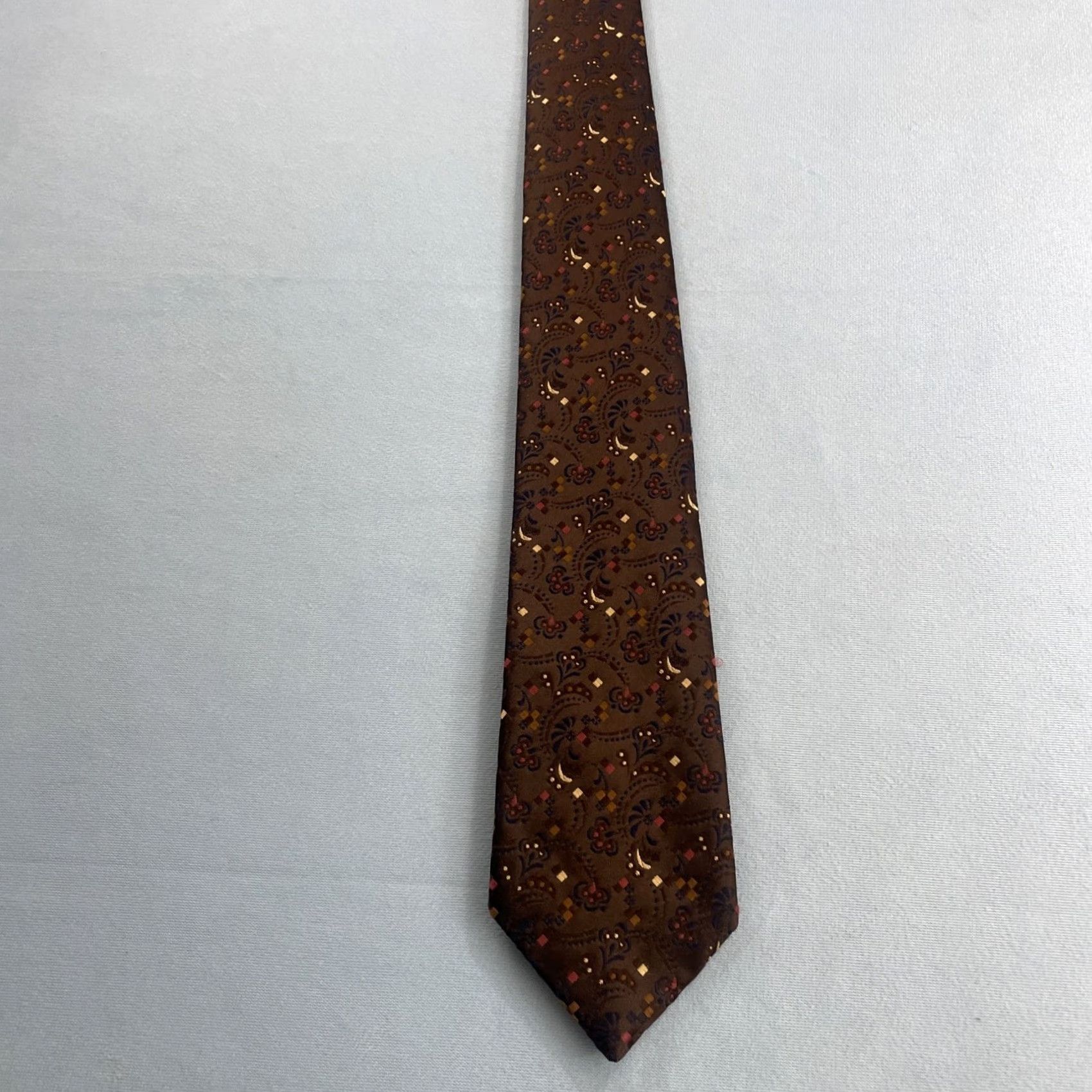 JCPenney VINTAGE JCPenney The Men's Shop Neck Tie Woven Paisley Deco Dot Brown 3x56 Capsule Necktie 1970s Men Tie Brown Size ONE SIZE - 4 Thumbnail