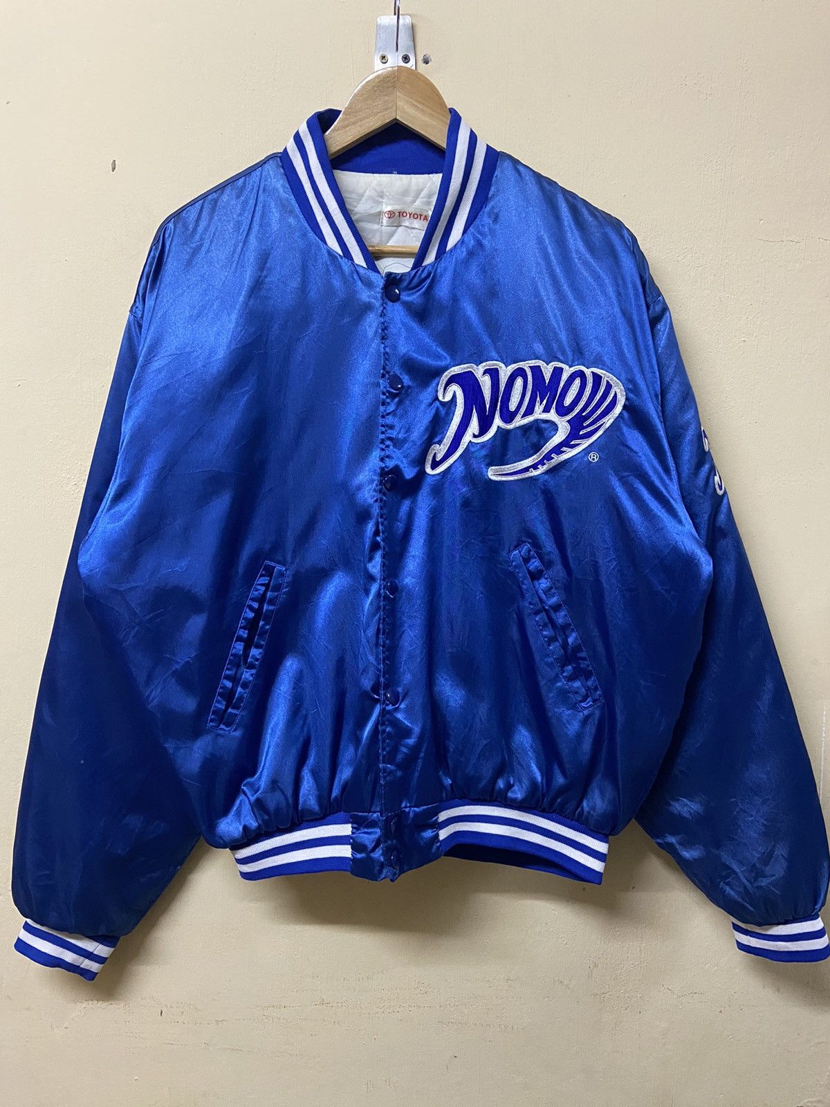 image of Racing x Varsity Jacket Toyota Hideo Nomo L.a Dodgers Varsity Jacket in Blue, Men's (Size Large)