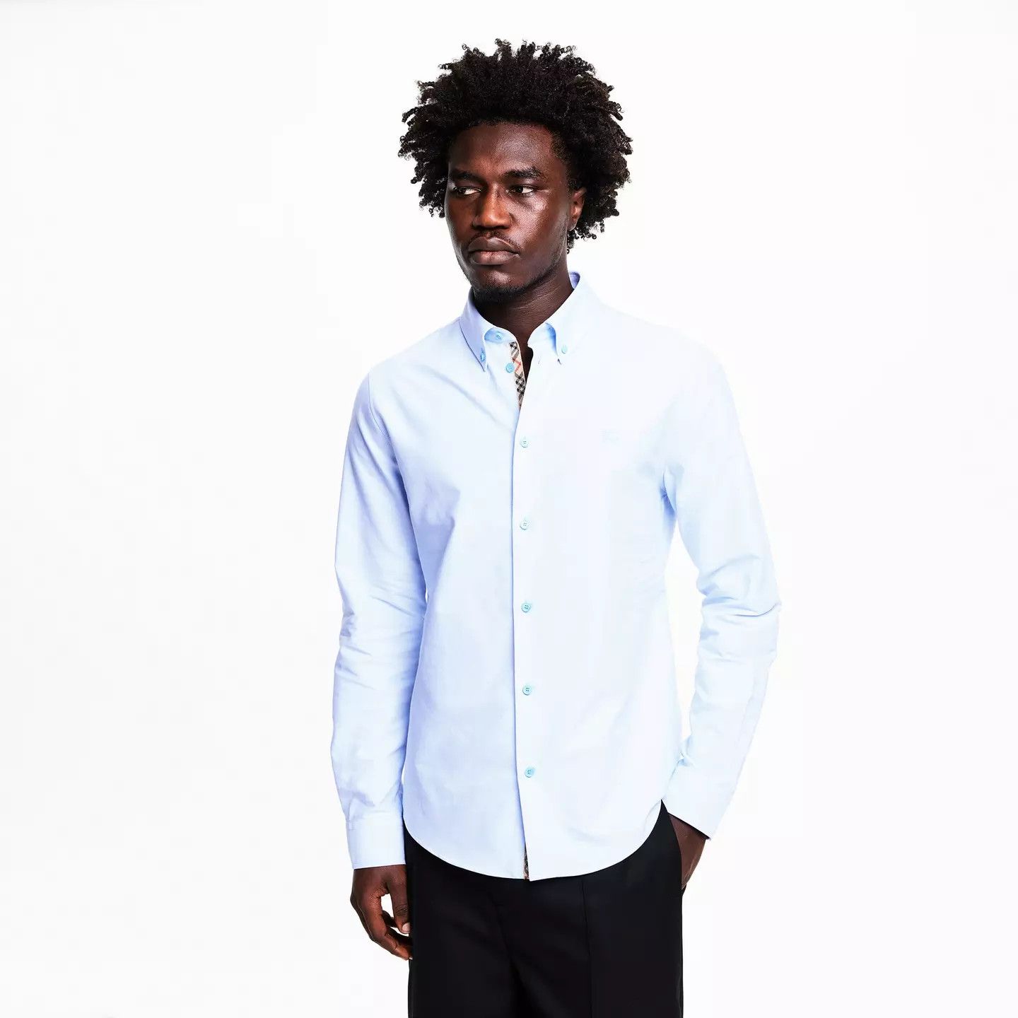 Burberry o1g2r1mq0426 Standric Long Sleeve Plain Shirt in Blue Size US L / EU 52-54 / 3 - 3 Thumbnail
