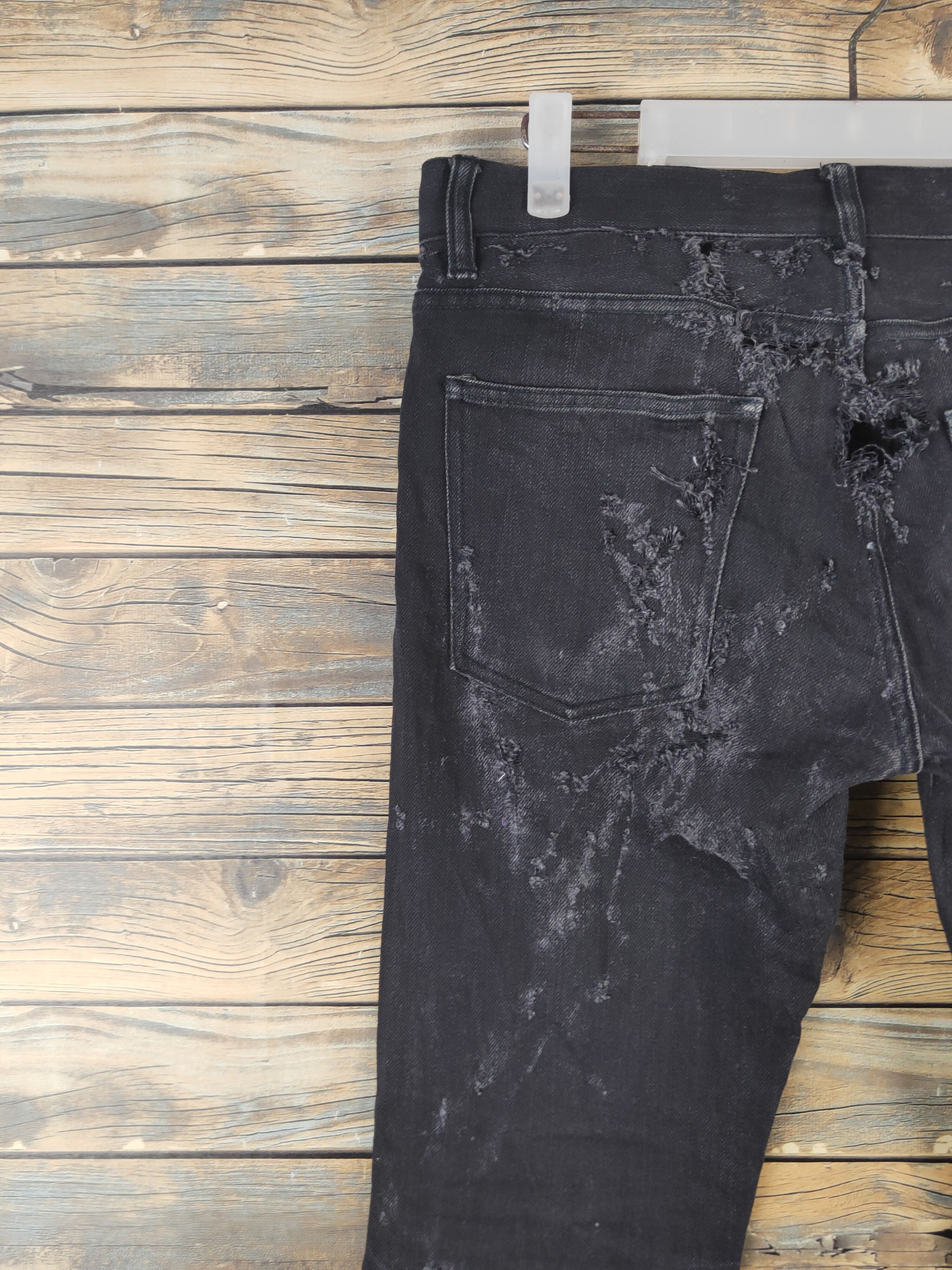 Burberry DL Burberry Black Distressed Ripped Jeans #46-084T Size US 30 / EU 46 - 9 Thumbnail