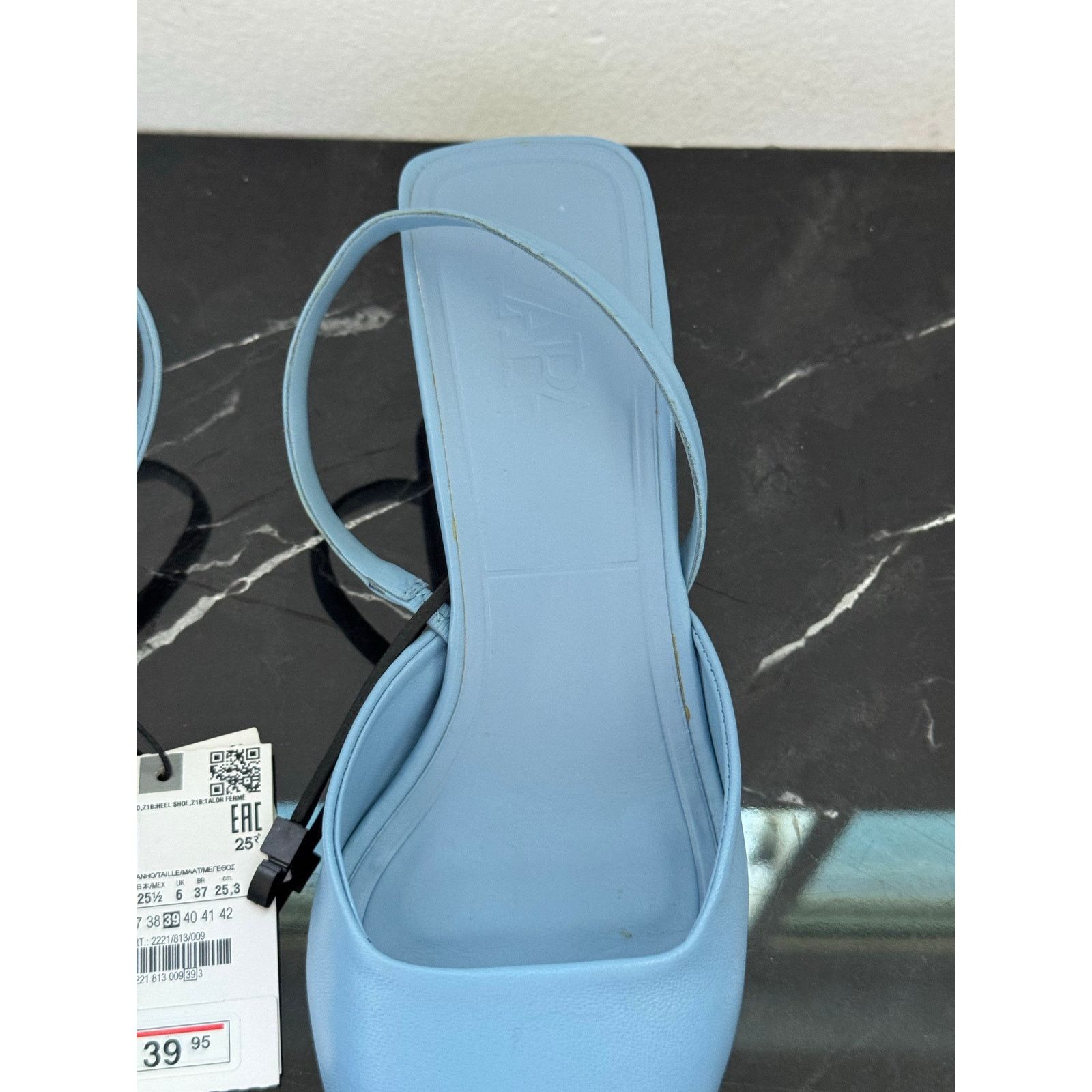 Zara ZARA Powder Blue Pointed Toe Slingback Mule Kitten Heels Size US 9 / IT 39 - 3 Thumbnail