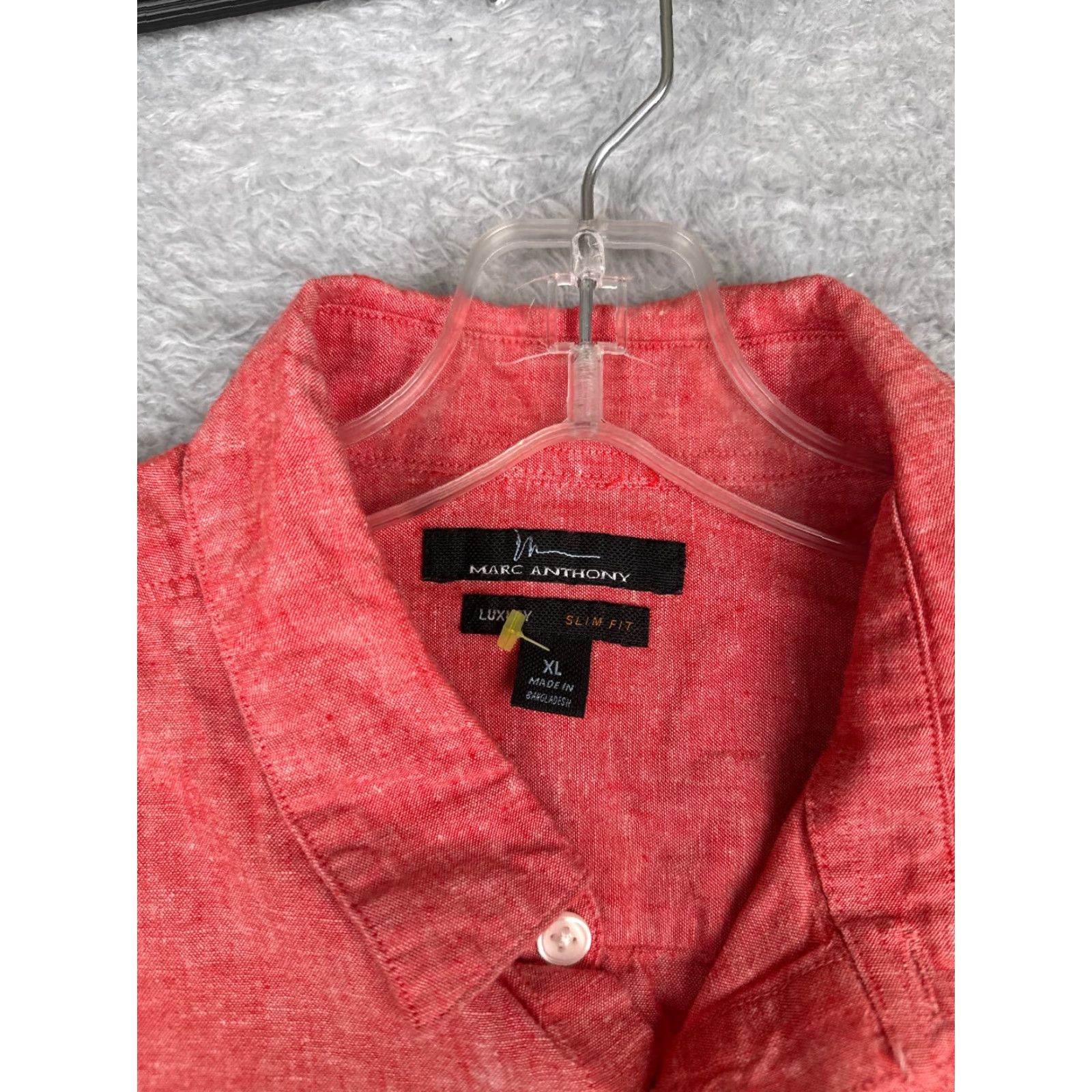 Marcs Marc Anthony Shirt Mens XL Pink Button Up Hawaiian Linen Slim Fit Size US XL / EU 56 / 4 - 7 Thumbnail
