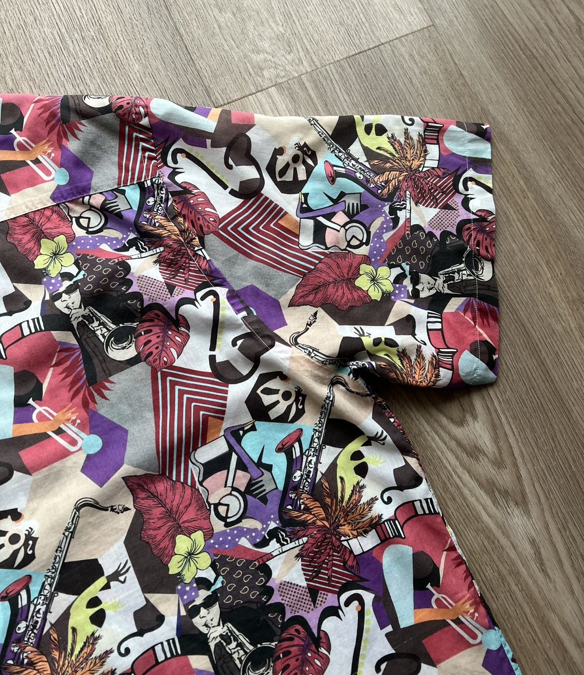 Eton × Vintage Vintage Eton Jazz Band Print Button Up Shirt Short Sleeve Size US XXL / EU 58 / 5 - 15 Thumbnail