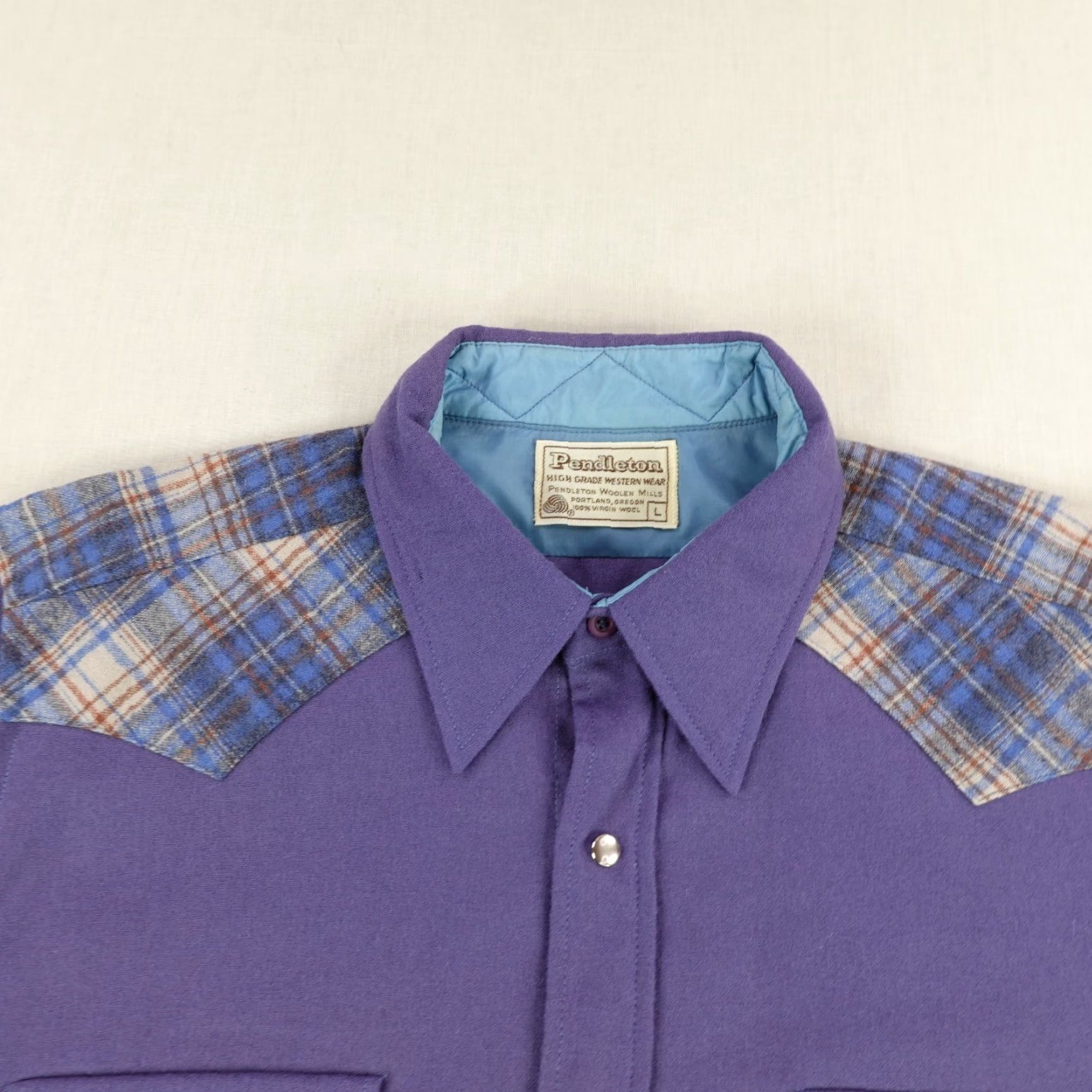 Pendleton VINTAGE Pendleton Men's Shirt Large Blue Wool Flannel Western Pearl Snap 90s Cowboy Outdoor Casual Size US L / EU 52-54 / 3 - 2 Thumbnail