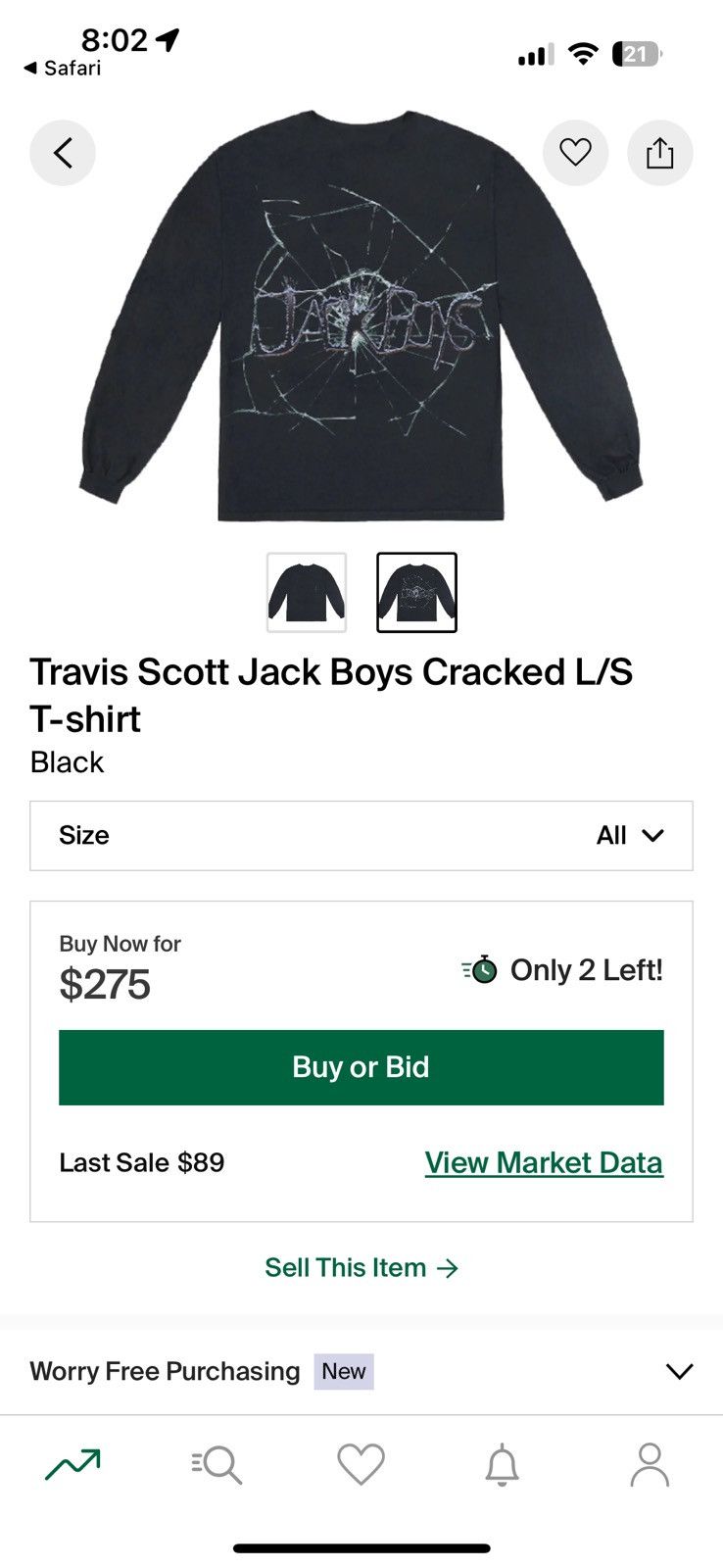 Travis Scott Travis Scott Jack Boys Cracked L/S Tee Size US L / EU 52-54 / 3 - 6 Thumbnail