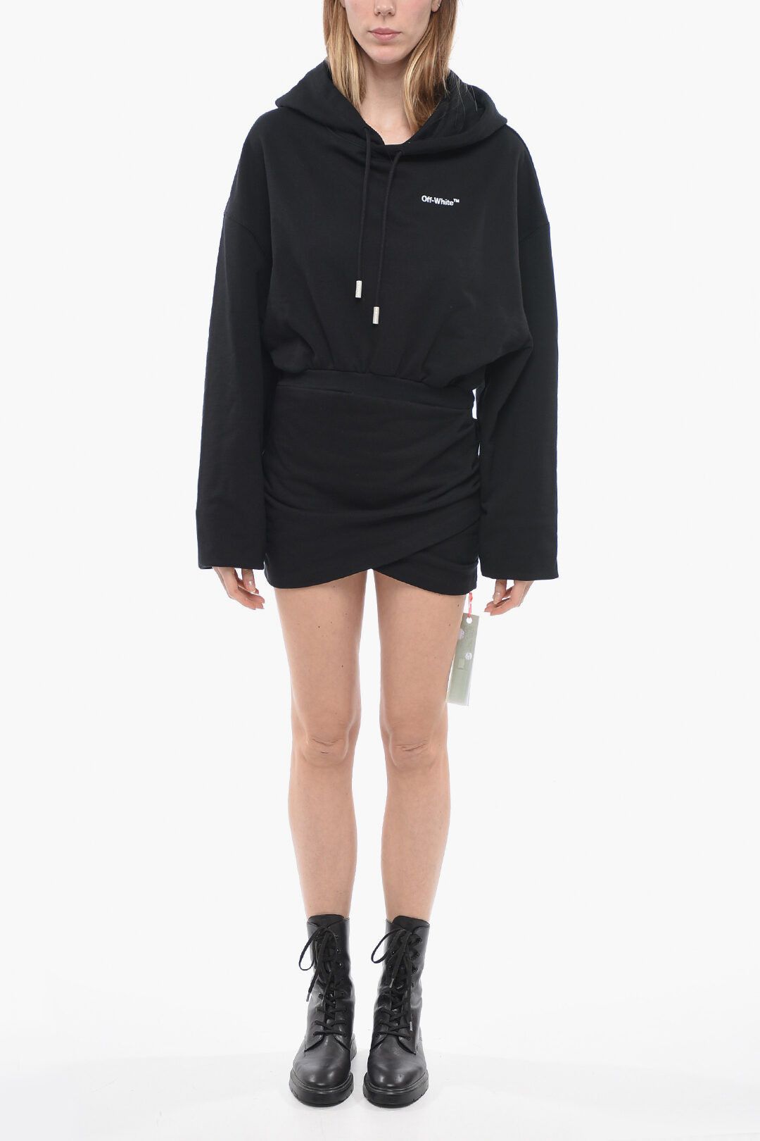 image of Off White Og1Mm0524 Hoodie Mini Dress In Black, Women's (Size XS)