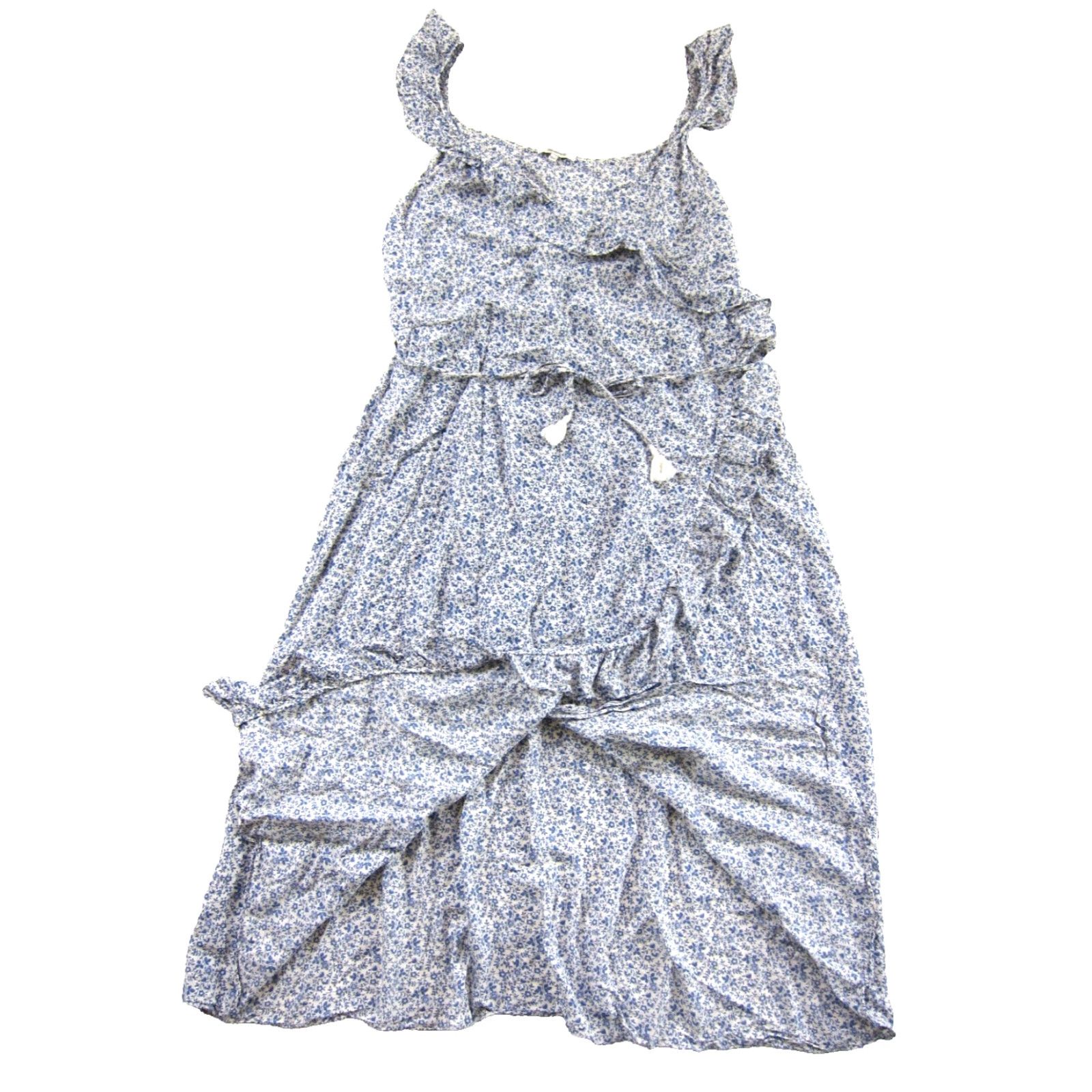 Madewell Madewell Rayon White Blue Floral Ruffle Midi Maxi Wrap Tank Dress Women 18 Size XXL / US 16-18 / IT 52-54 - 5 Thumbnail