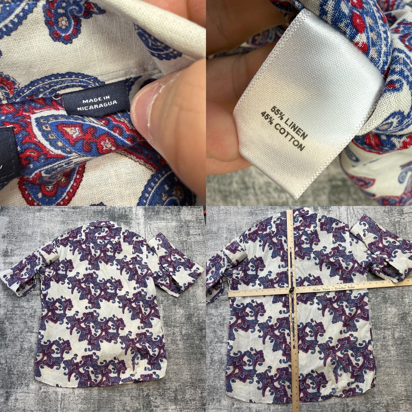 Cremieux Cremieux Shirt Mens Large White Paisley Linen Blend Button Down Party Retro READ Size US L / EU 52-54 / 3 - 8 Thumbnail