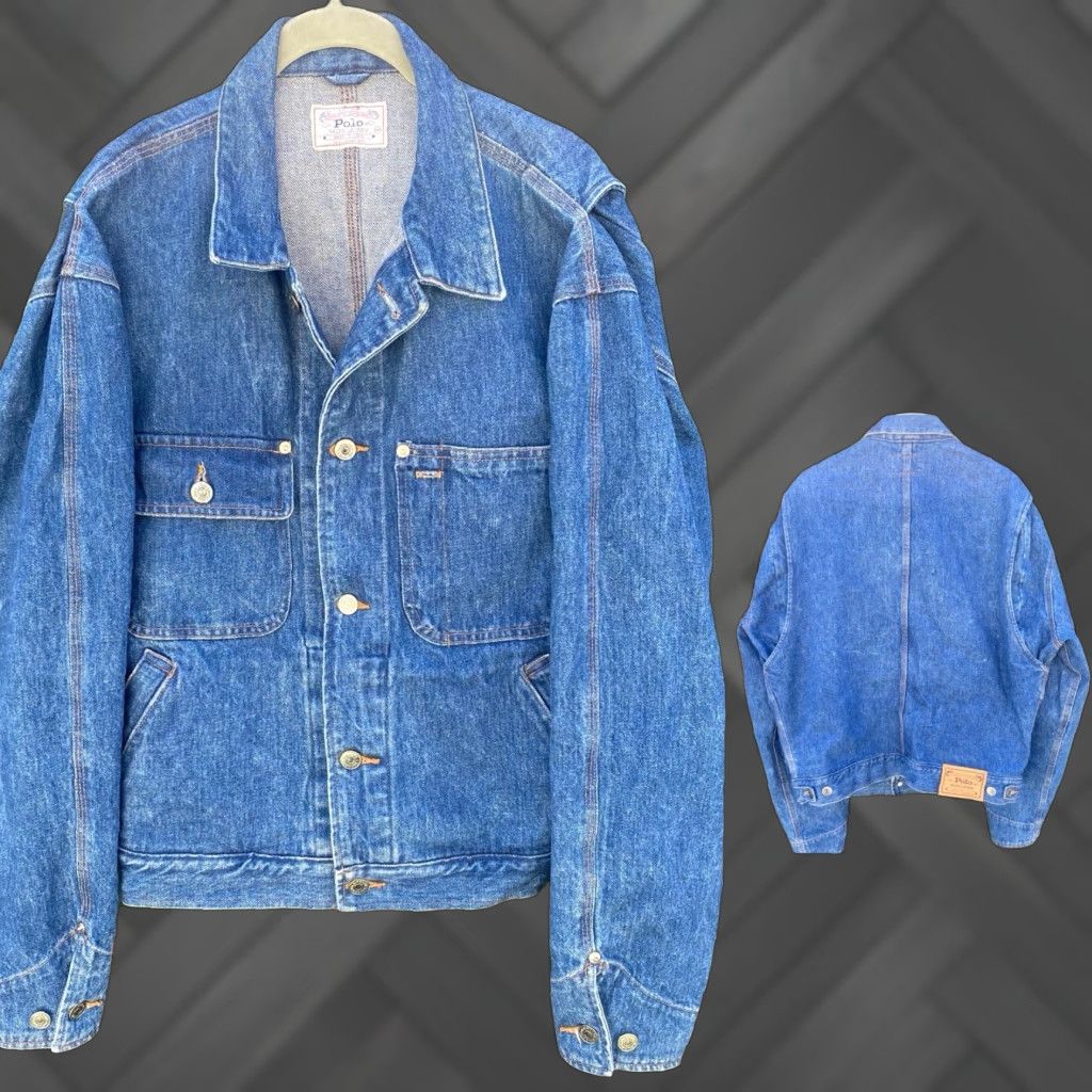 VINTAGE Polo Ralph Lauren Denim Jacket Shirt Mens Jacket M Blue 90s Western Outdoor Denim Jacket Polo Ralph Lauren
