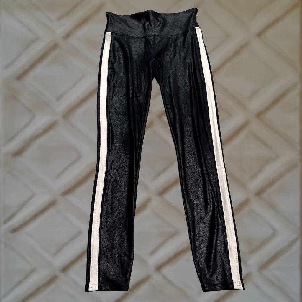 Spanx Spanx Leggings Womens Medium Black White Side Striped Mid Rise Slim Type: Leggings Size 32" / US 10 / IT 46 - 1 Thumbnail