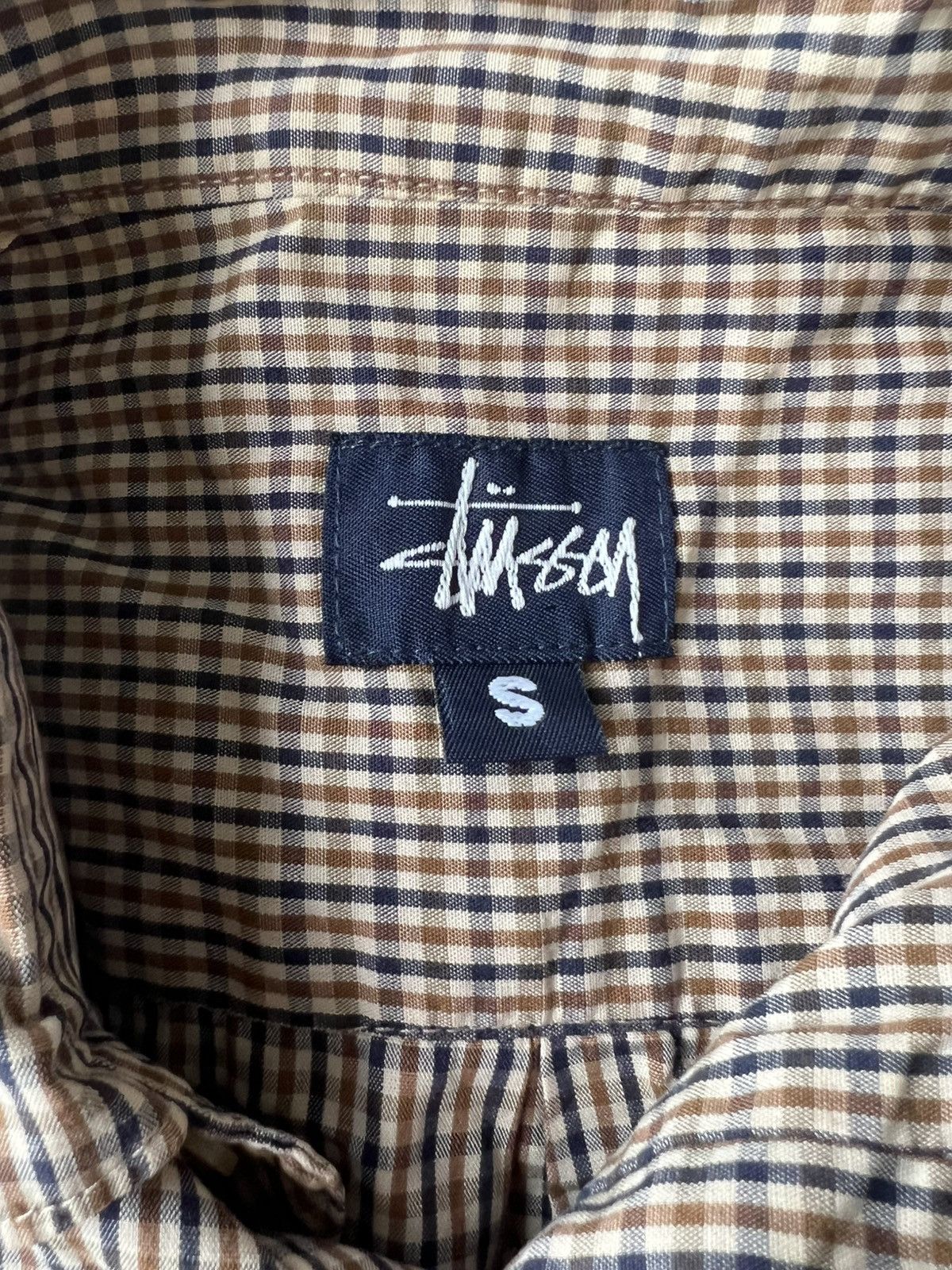 Vintage 1980s Stussy 🇺🇸 Small Checked Plaid Camp Collar Shirt
