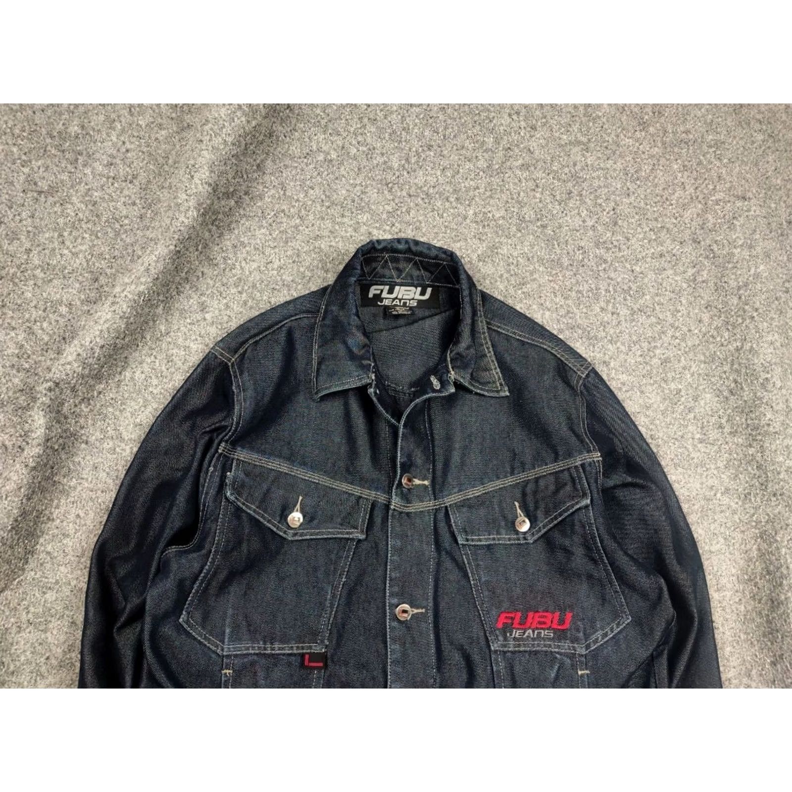 Fubu VINTAGE FUBU Denim Jacket Main Selling Point Indigo Blue Y2K Logo Collection Mens L Blue 90s Hip Hop Jacket Size US L / EU 52-54 / 3 - 3 Thumbnail