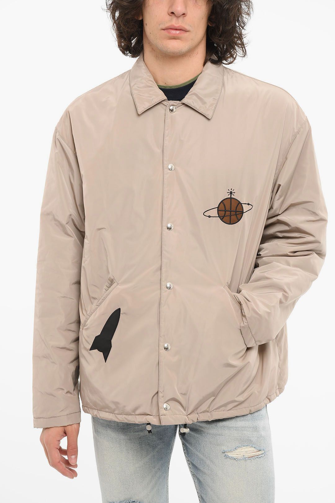 image of Just Don Og1Mm0424 Padded Drawstringed Jacket In Grey, Men's (Size XS)