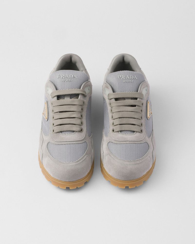 Prada o1B3y1r0526 Trail Mesh Fabric And Suede Sneakers in Grey Size US 9 / IT 39 - 3 Thumbnail