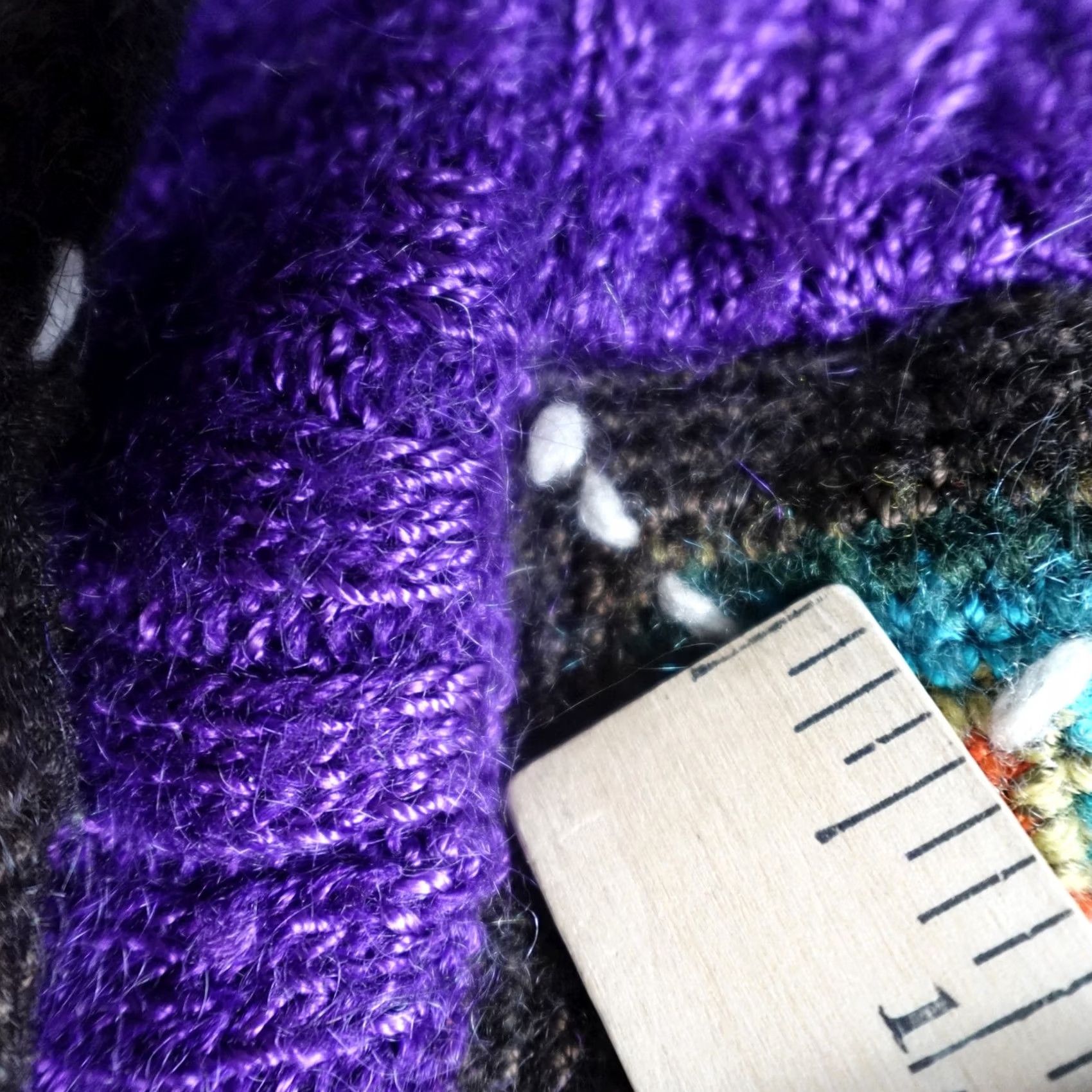 Kenzo KENZO Womens Sweater L Purple Crochet Button Front Cardigan Bell Sleeves Knit Size L / US 10 / IT 46 - 7 Thumbnail