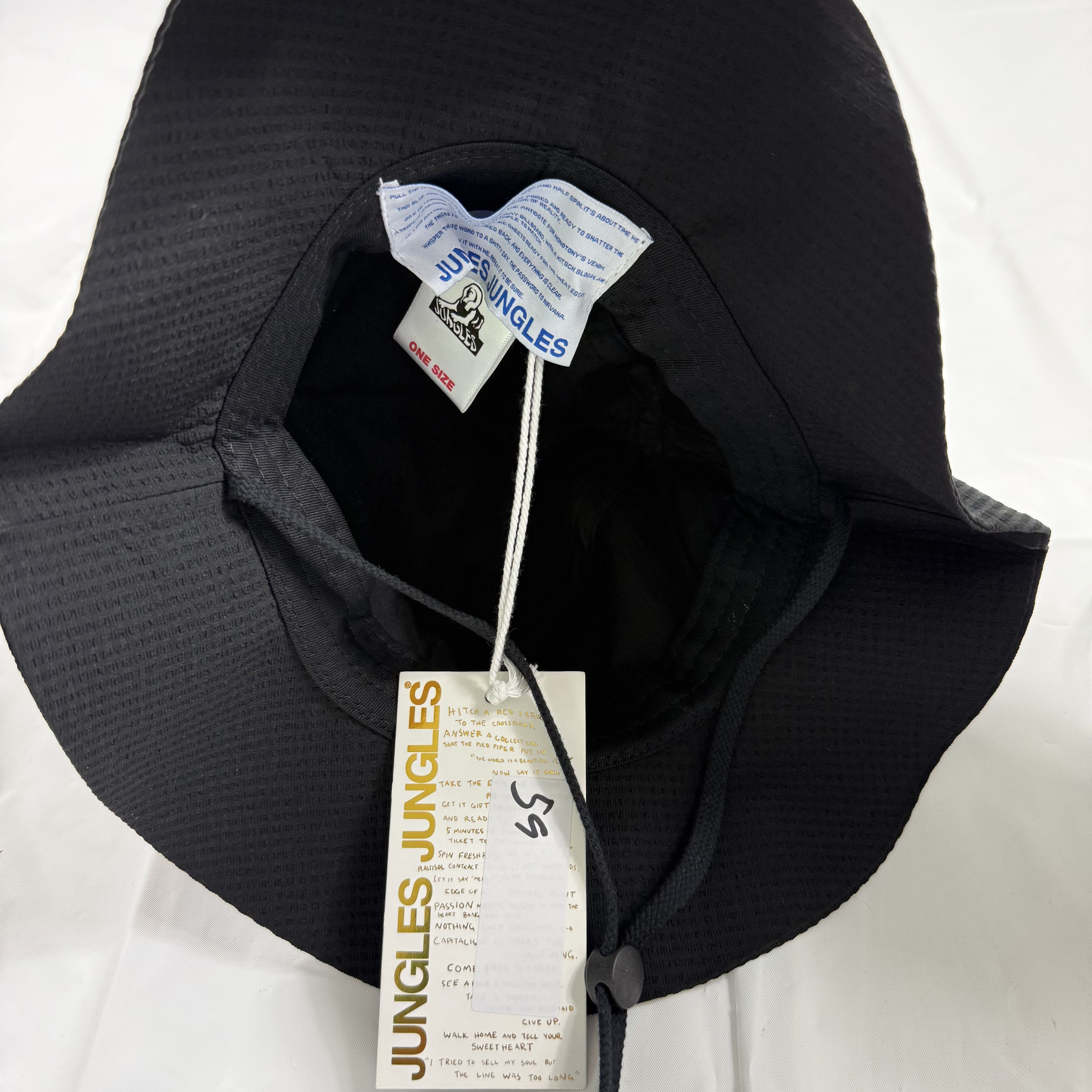 Jungles Jungles Jungles Seersucker Wide Brimmed Hat Black Logo O/S Size ONE SIZE - 8 Thumbnail