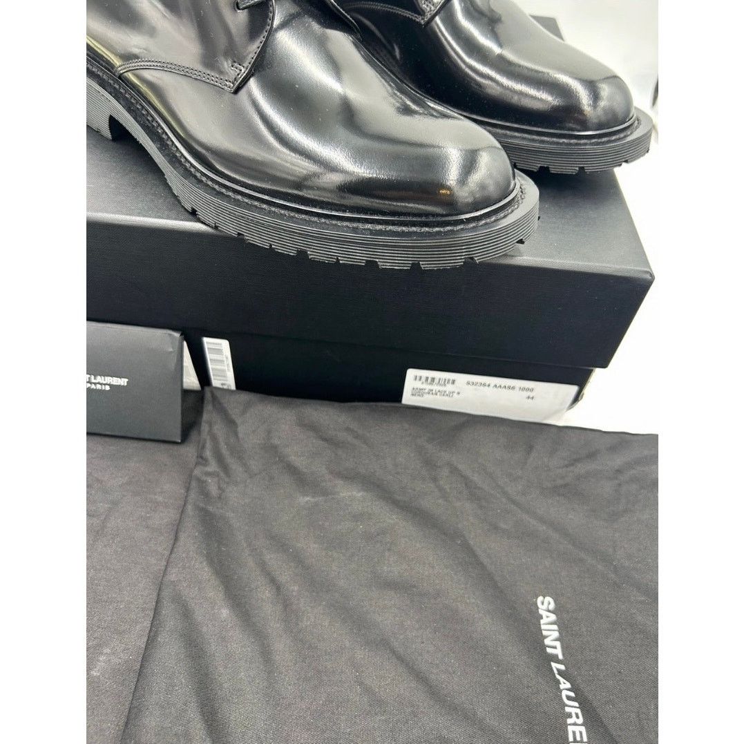 Saint Laurent Paris Mens Saint Laurent Glossy Black Lace-Up Ankle Boots size 44 Size US 11 / EU 44 - 9 Thumbnail