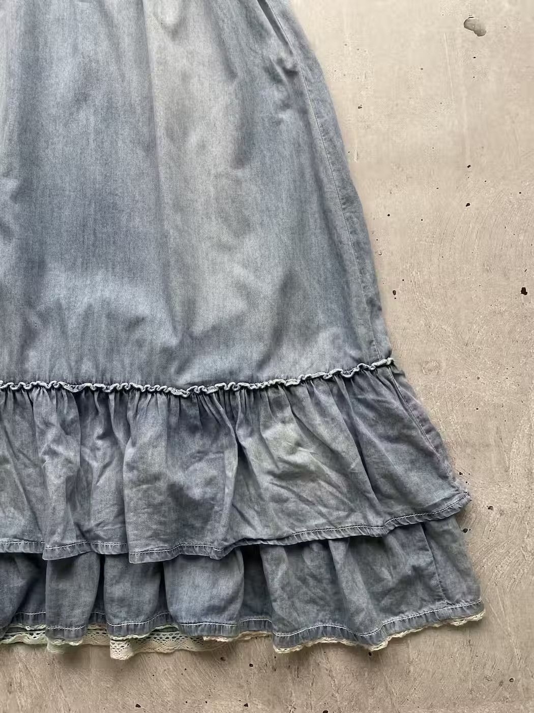 Other Vintage Denim Flared Maxi Skirt Size S / US 4 / IT 40 - 8 Thumbnail