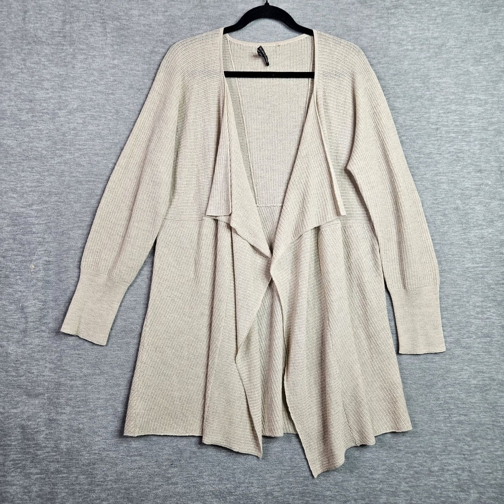 Eileen Fisher Eileen Fisher Women's Cardigan Open Front Long Sleeve Size XL Beige Wool Knit Modern Seasonal Regular Mens? Size XL / US 12-14 / IT 48-50 - 2 Thumbnail
