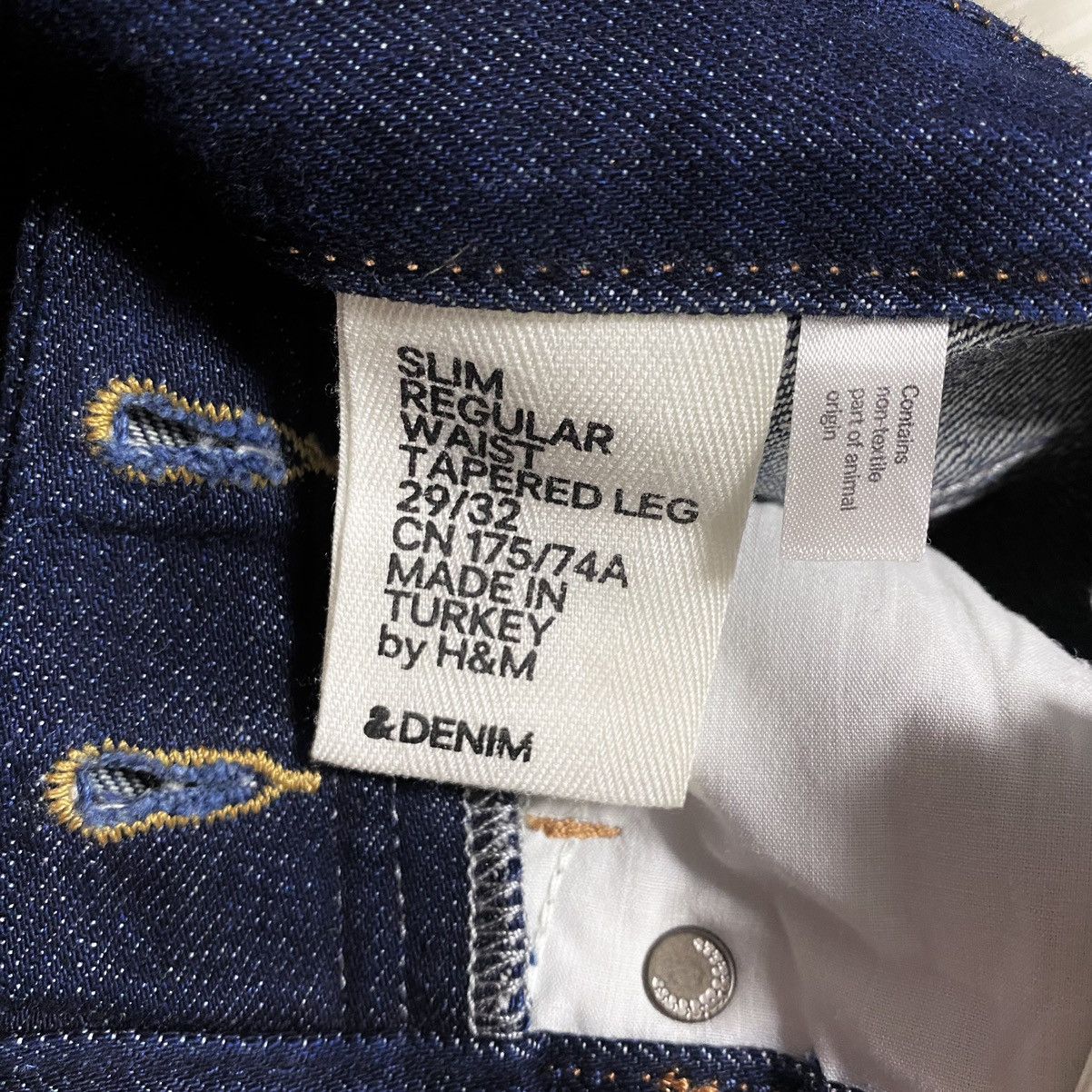 H&M H&M Navy Selvedge Selvage Slim Regular Waist Denim Jeans Size US 29 - 11 Thumbnail