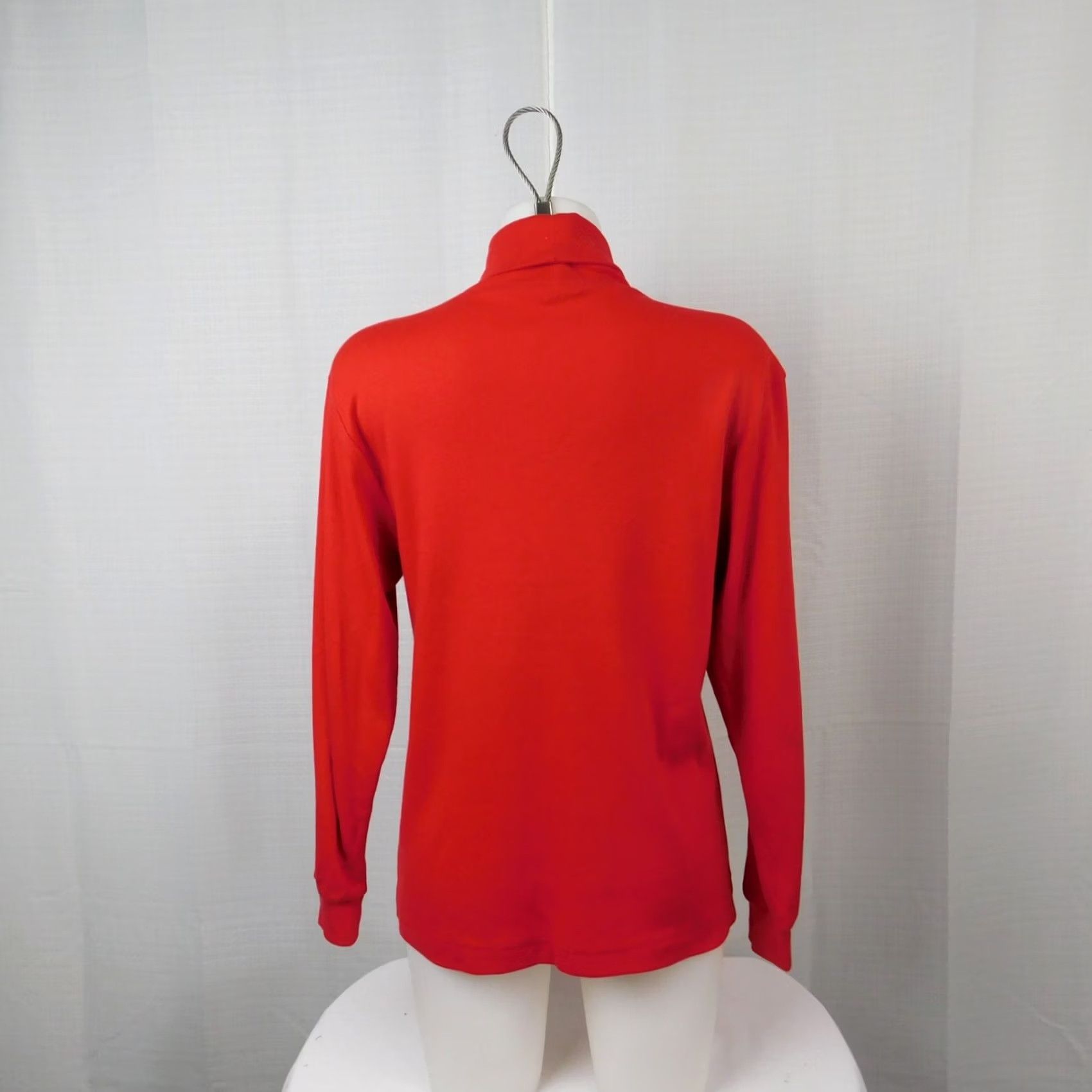 Vintage HARPER Long Sleeve Turtleneck Top Red L Women Vintage Cotton Blend Knit Blouse Basic Casual 1796 Size L / US 10 / IT 46 - 2 Thumbnail