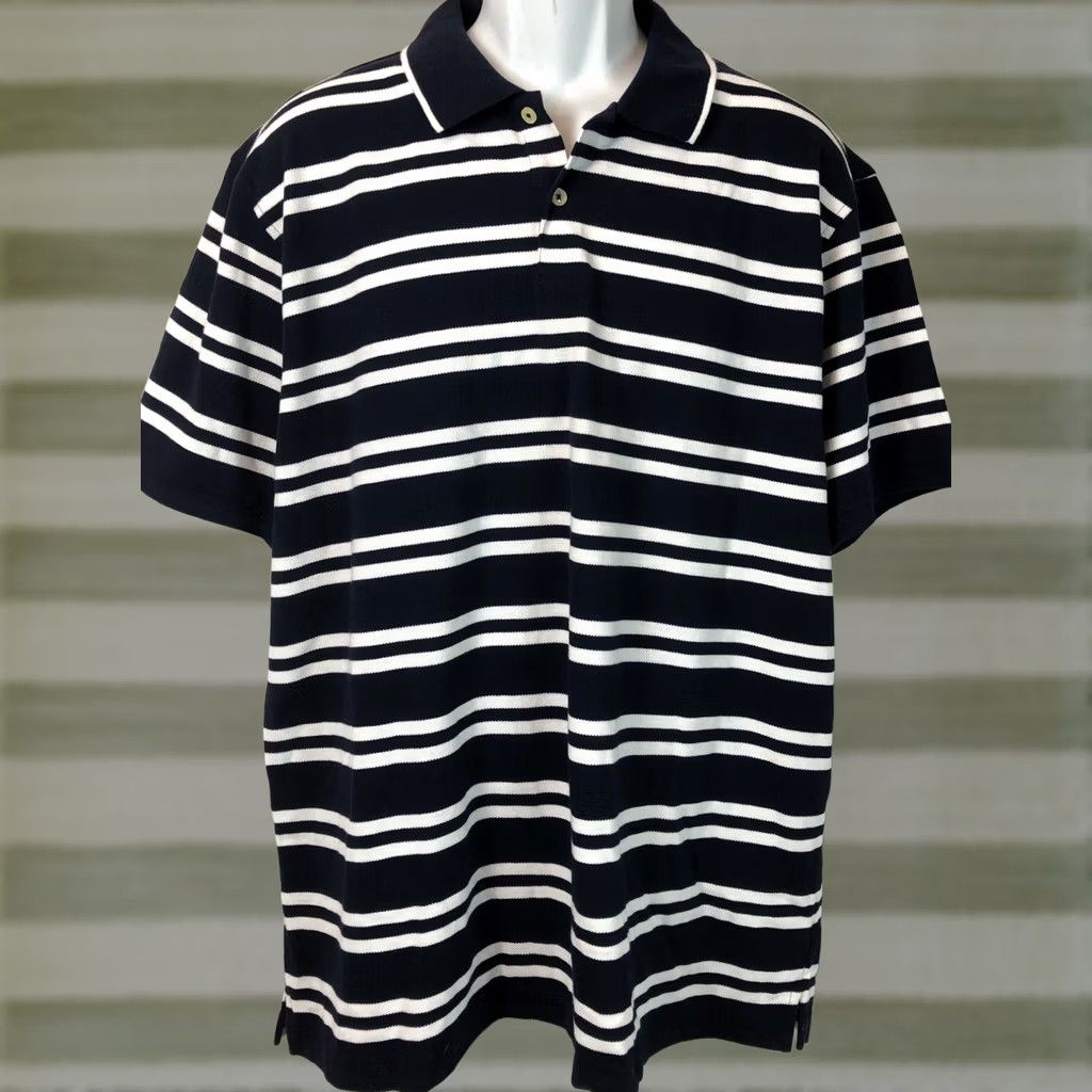 Club Room Club Room Polo Shirt XL Blue/White Stripe Shirt Regular Men’s Color Blue Polo Size US XL / EU 56 / 4 - 1 Thumbnail