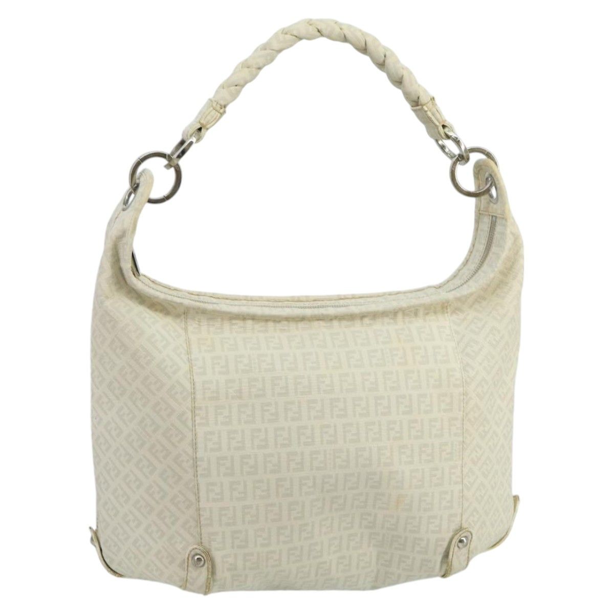 Fendi Zucchino White Canvas Shoulder Bag (Pre-Owned) Size ONE SIZE - 1 Thumbnail
