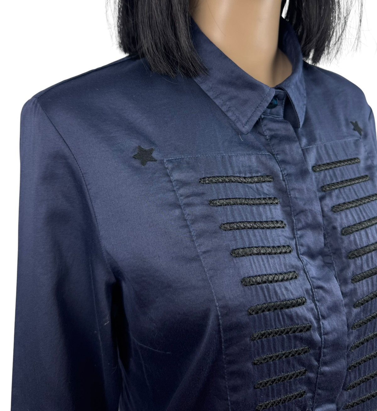 Designer Javier Simorra Shirt Blouse Cotton Button Up Embroidered Size L / US 10 / IT 46 - 4 Thumbnail