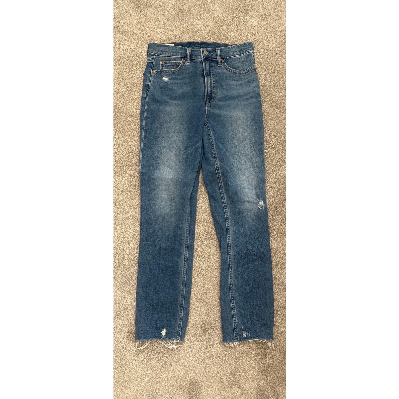 Gap GAP Cigarette High Rise Raw Hem Straight Leg Jeans, 4 (27) Size 27" / US 4 / IT 40 - 1 Thumbnail