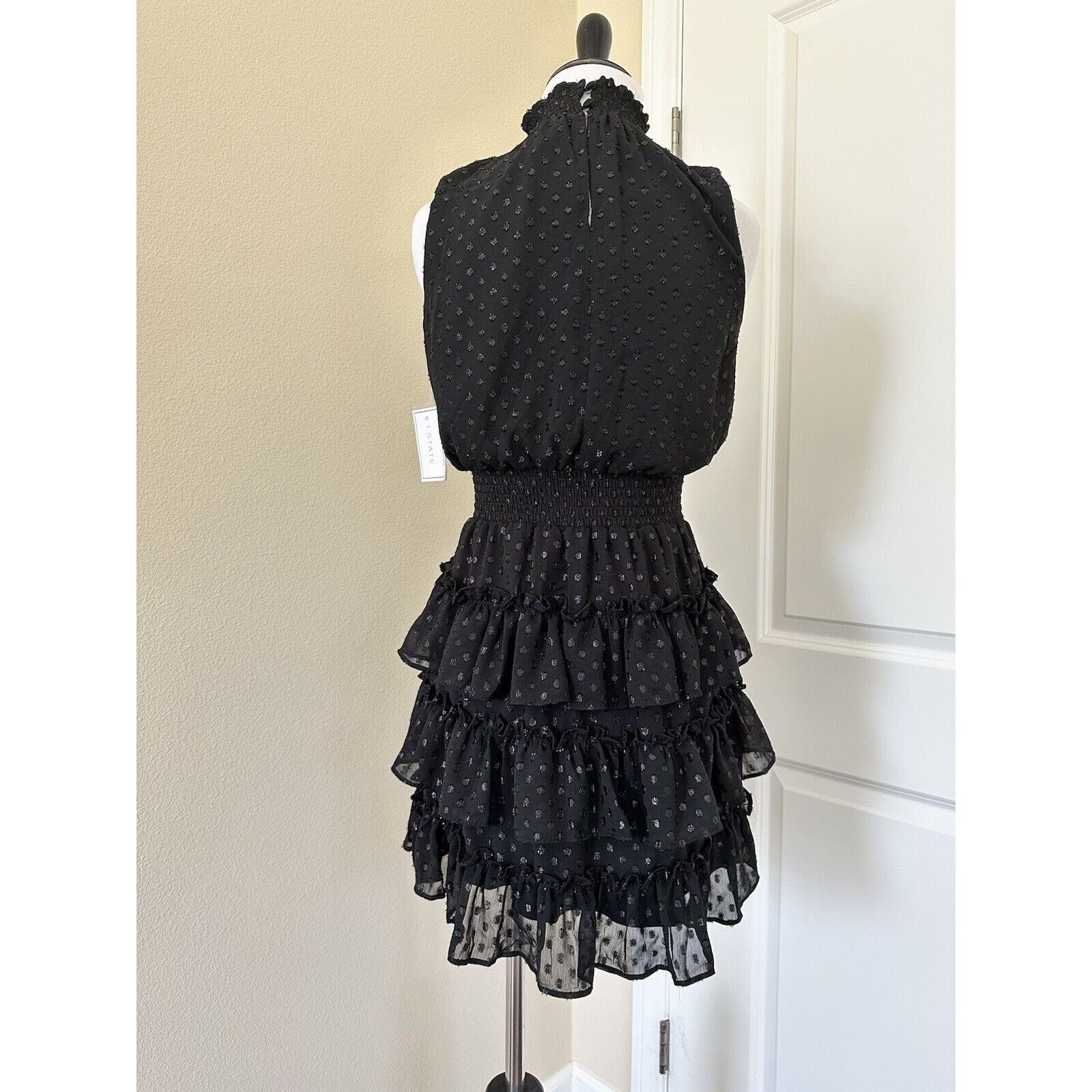 Other Black Smocked Neck Ruffle Tiered Mini Dress 1. State NWT Size S / US 4 / IT 40 - 10 Thumbnail