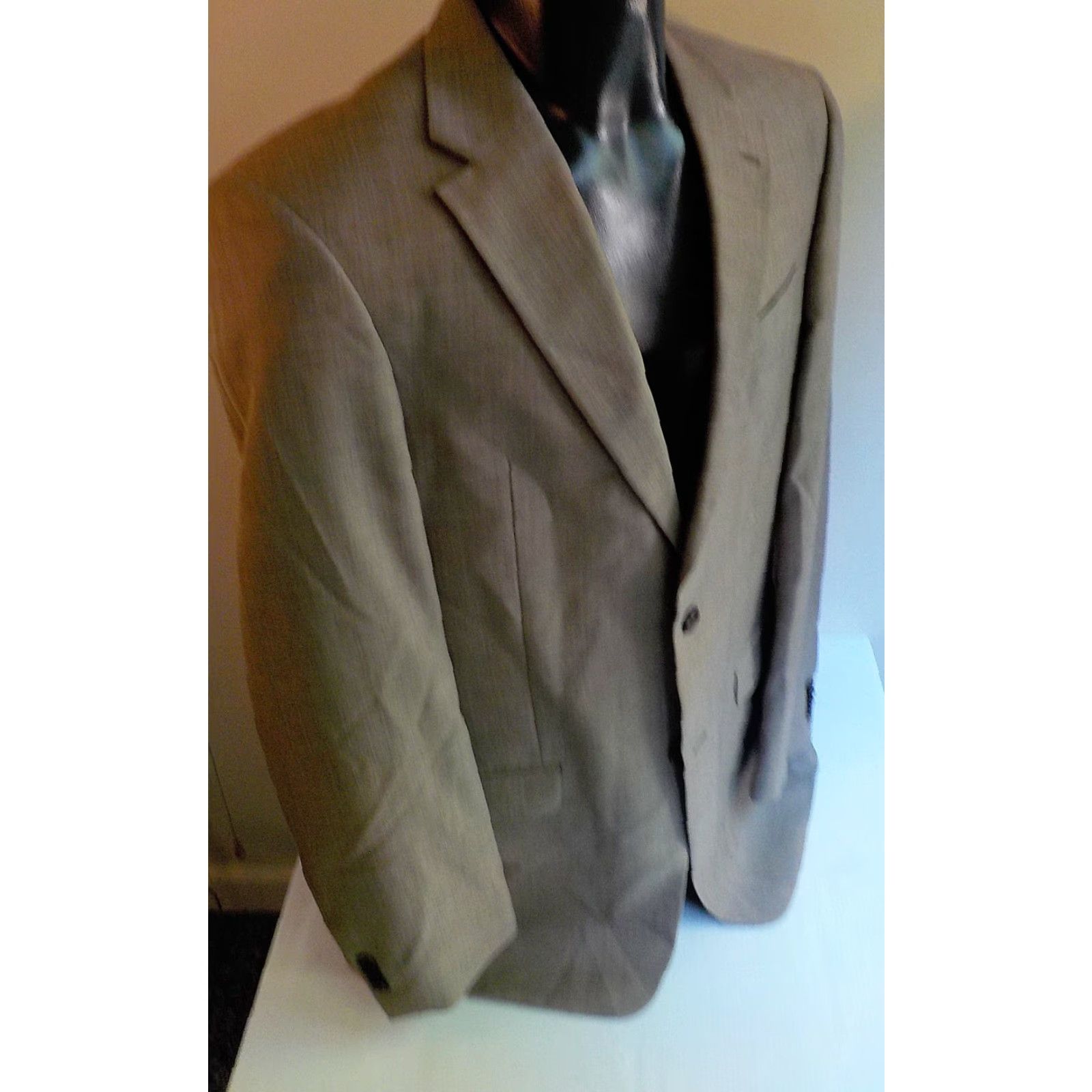 Tommy Hilfiger TOMMY HILFIGER Suit 2 Button Wool Flat Front Pants SZ 38L 33X30 Dark Beige Mens Size 38R - 3 Thumbnail