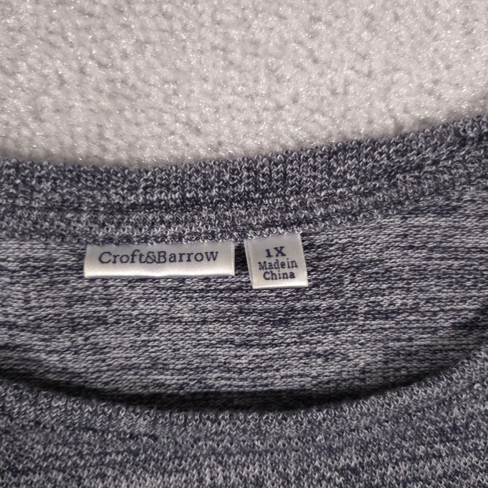 Croft & Barrow Croft & Barrow Sweater Womens 1X Gray Knit Raglan 3/4 Sleeve Roll Tab Pullover Size XL / US 12-14 / IT 48-50 - 6 Thumbnail