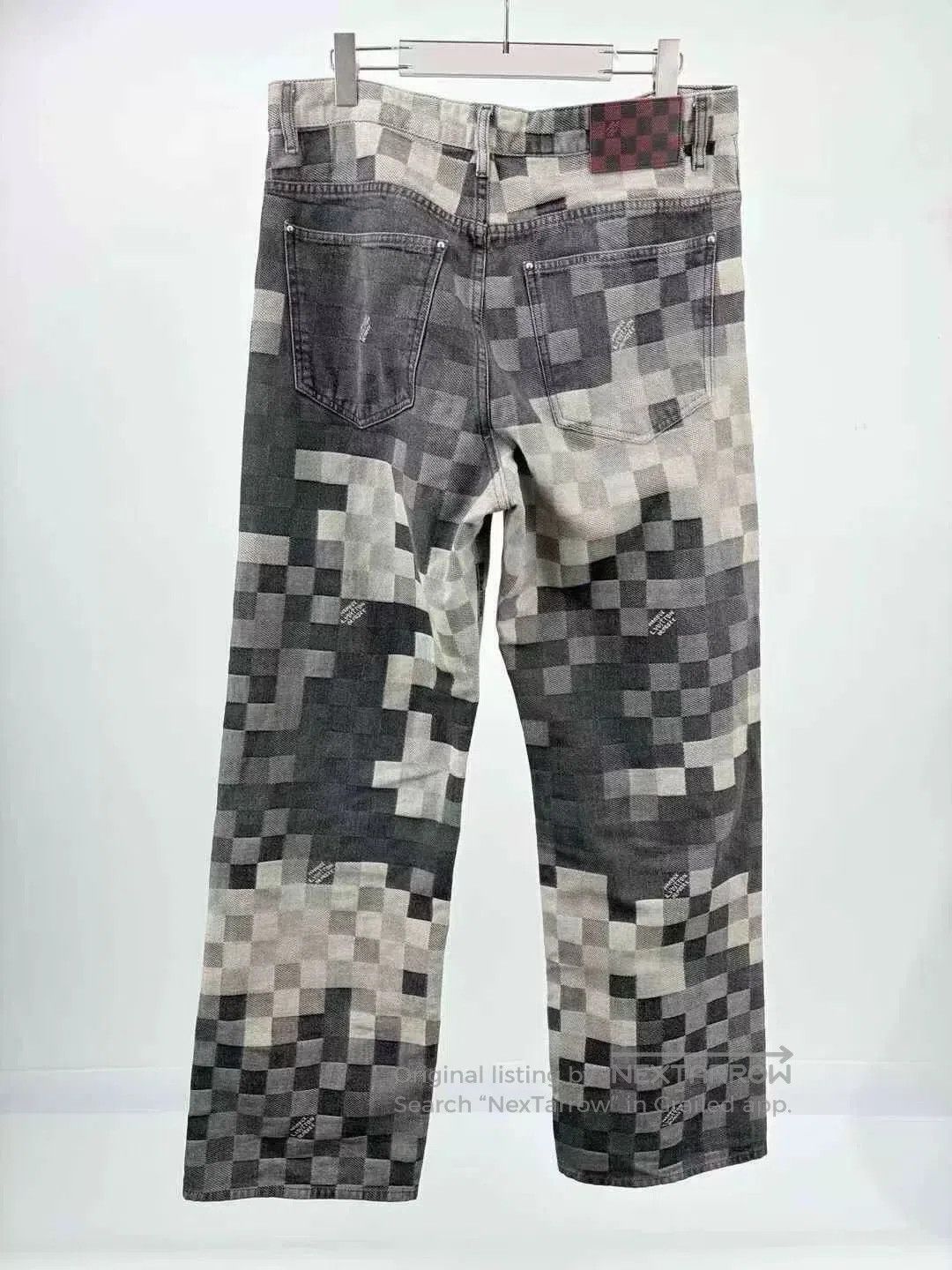 Louis Vuitton louis vuitton gray and white checkered denim pants. Size US 32 / EU 48 - 2 Thumbnail