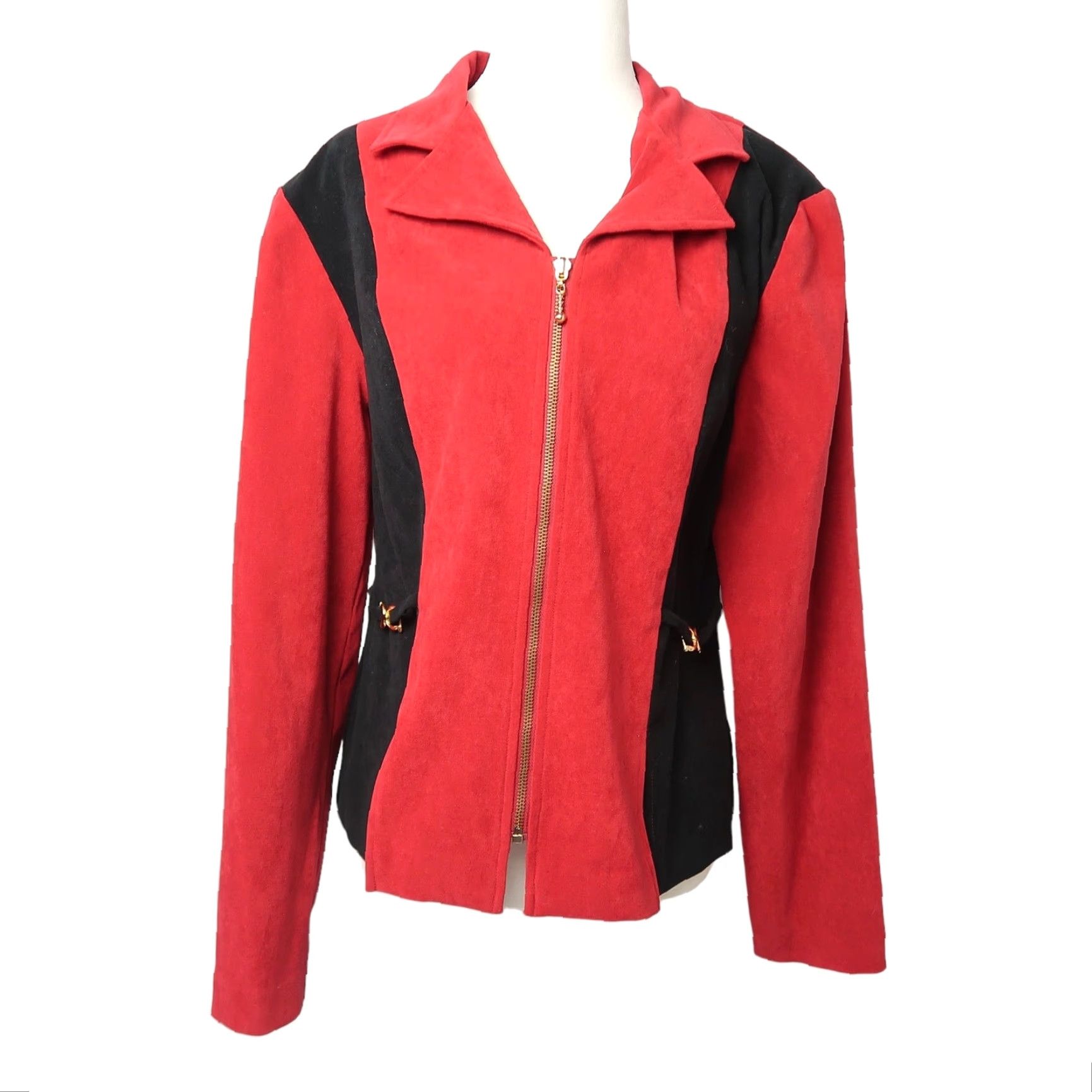 Vintage VINTAGE Fashion Bug Blazer 90s Red Black Zip Front Blazer Jacket 12 Womens Size XL / US 12-14 / IT 48-50 - 2 Thumbnail