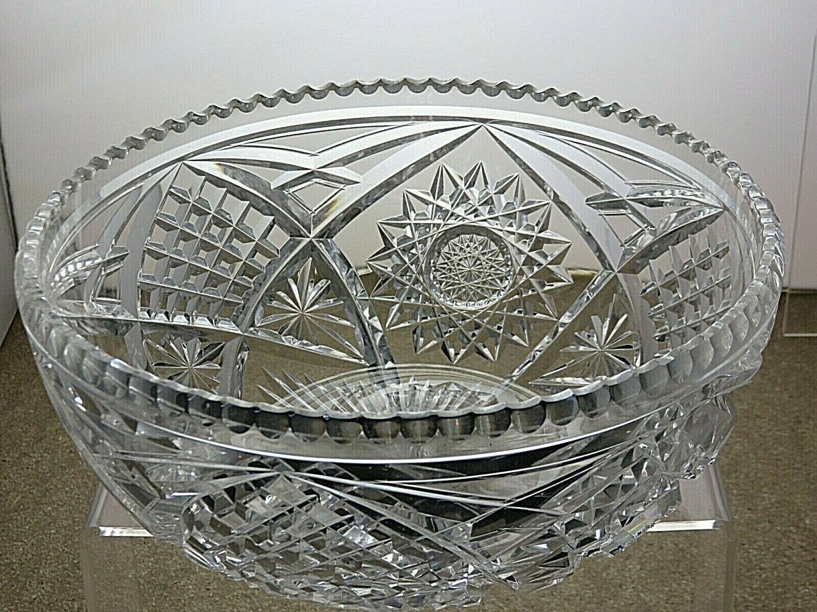 NASCAR Stuart Crystal Hobstar Cut Salad Fruit Serving Bowl 4 1/8" Size ONE SIZE - 4 Thumbnail