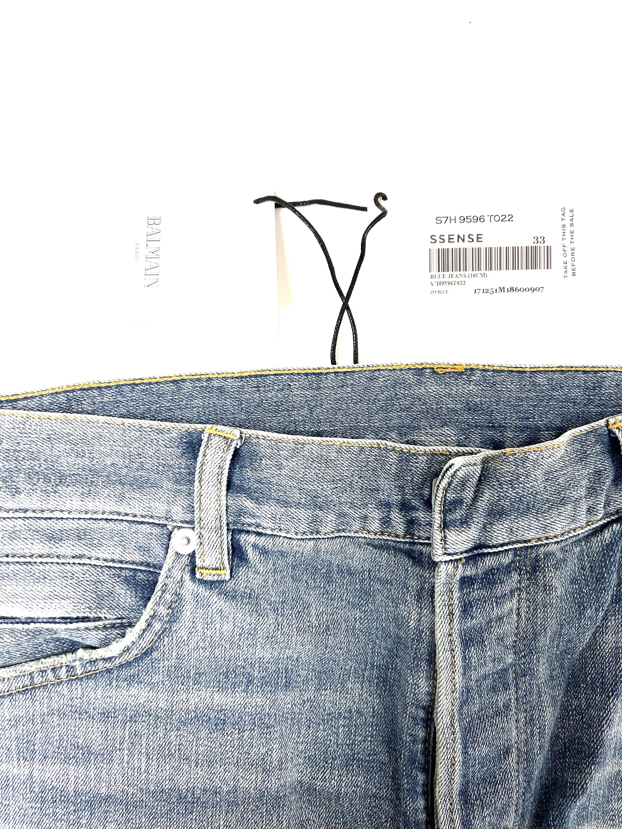 Balmain NEW, BALMAIN PARIS BLUE RIBBED DENIM JEANS SS17 Size US 33 - 6 Thumbnail