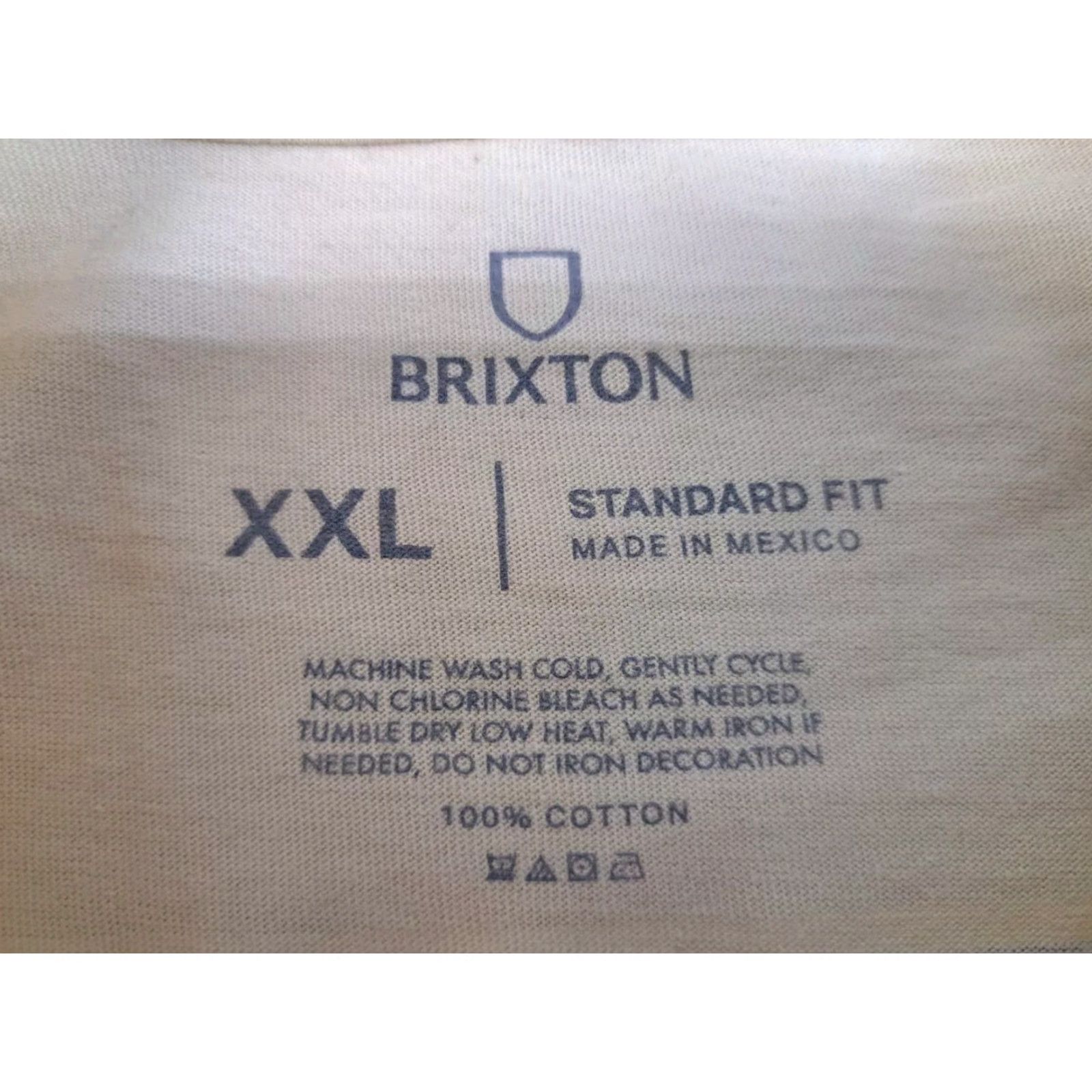 Brixton Brixton Shirt Mens 2XL Cream Short Sleeve Crew Neck Logo Solid Classic Skateboarding Casual Regular Fit Size US XXL / EU 58 / 5 - 2 Thumbnail