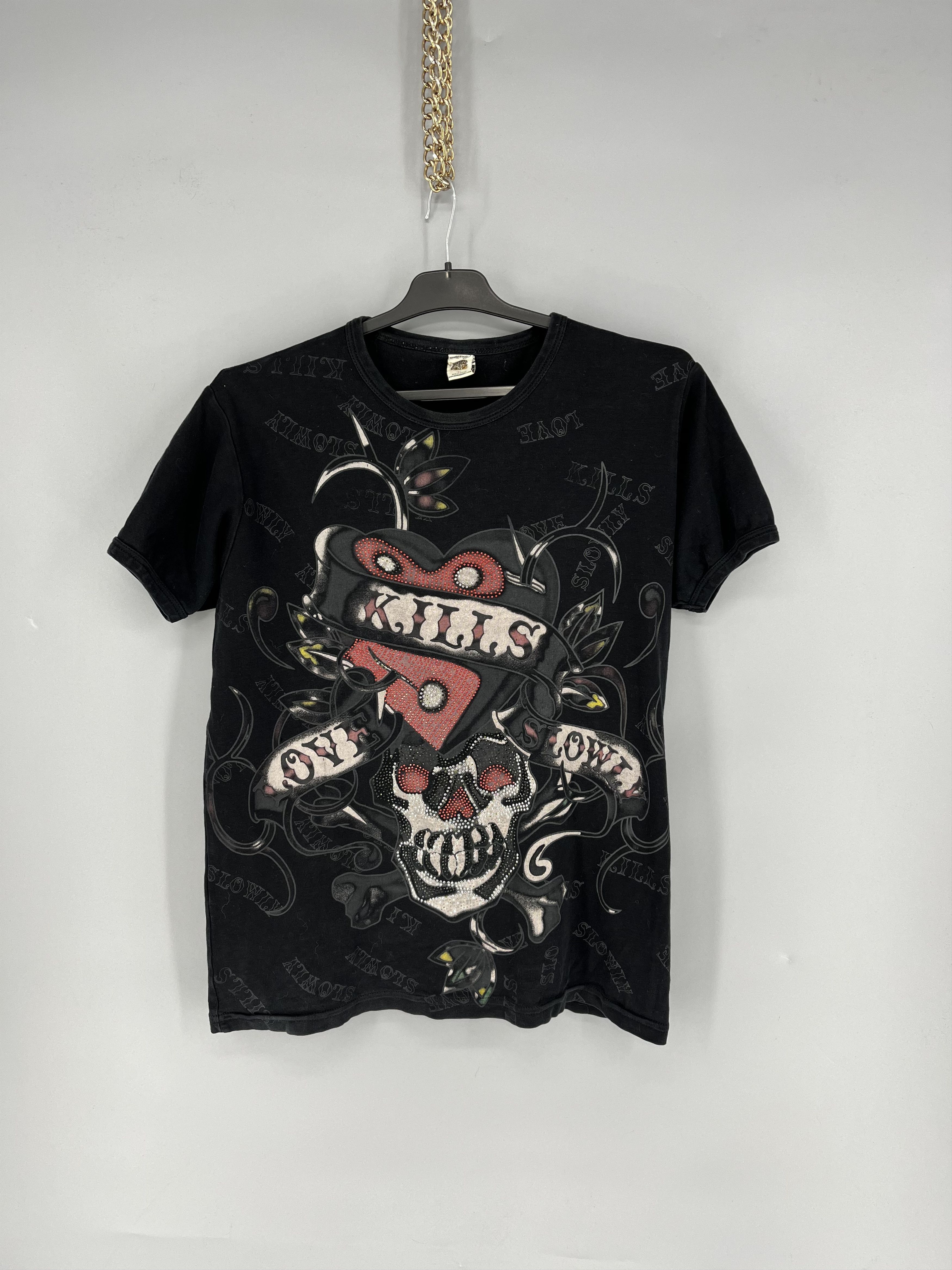 Affliction Vintage Y2K Christian Audigier Women’s Rhinestones T-Shirt Size L / US 10 / IT 46 - 1 Thumbnail