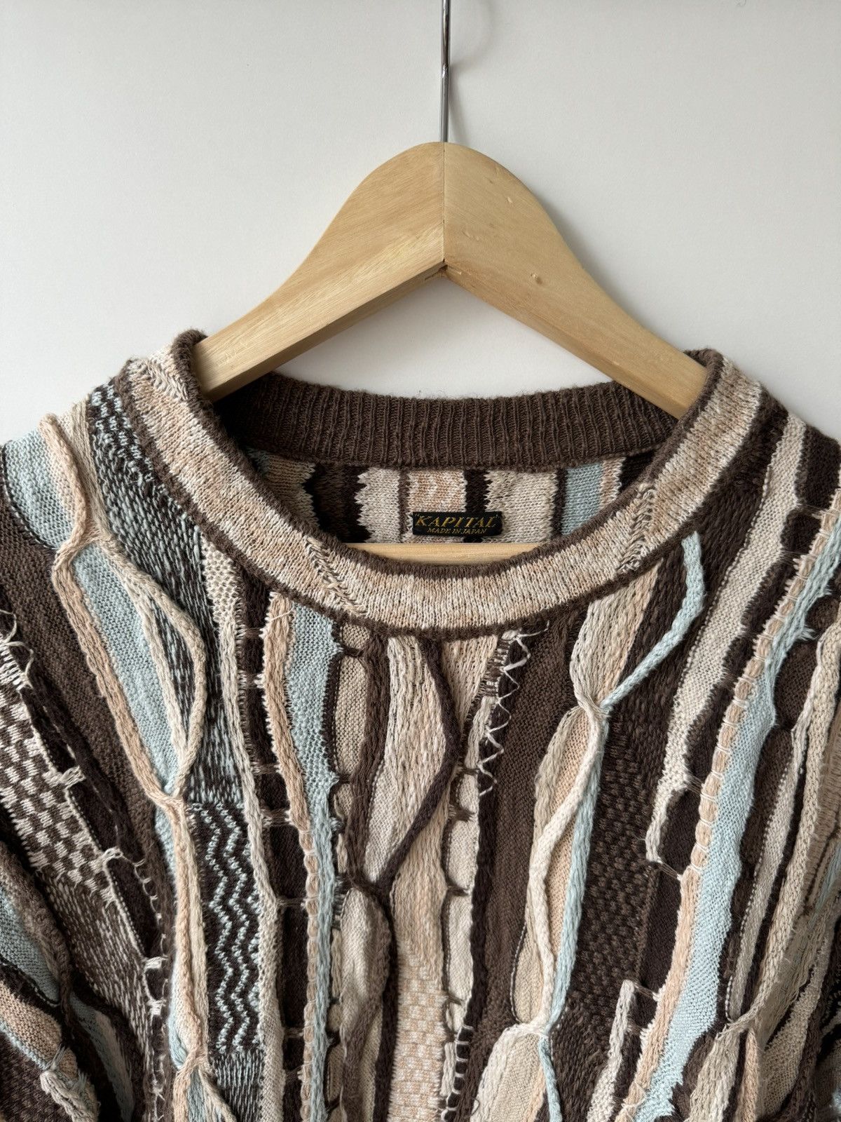 Kapital [1] 7G Knit Gaudy Crew Sweater in Brown (SS23) Size US M / EU 48-50 / 2 - 2 Thumbnail