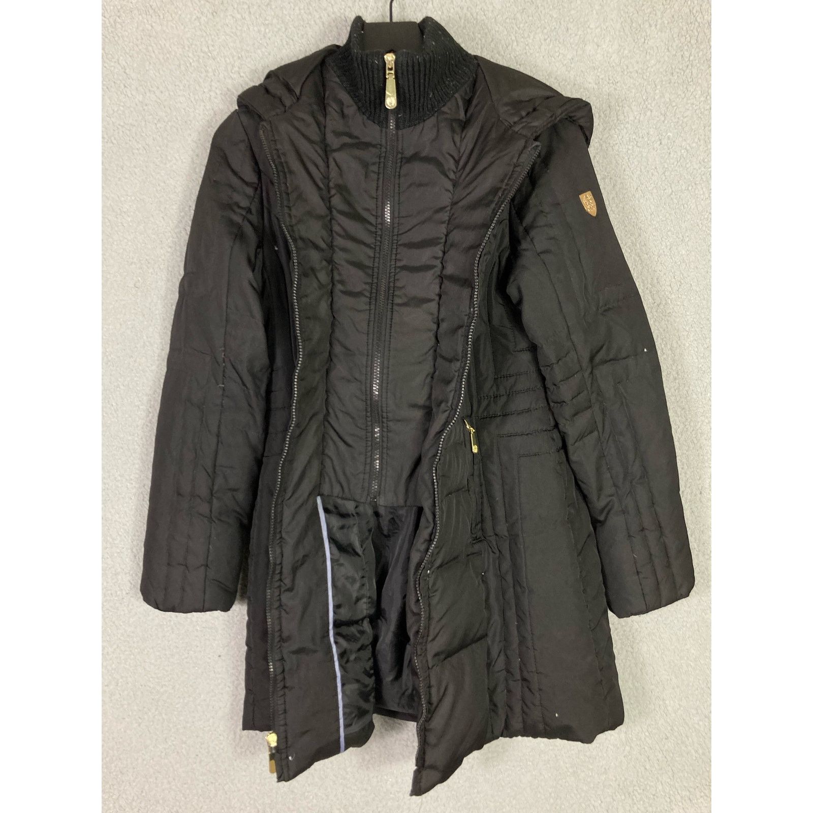 Designer × Vince Camuto Vince Camuto Women's Medium Black Down Parka Hooded Size M / US 6-8 / IT 42-44 - 4 Thumbnail