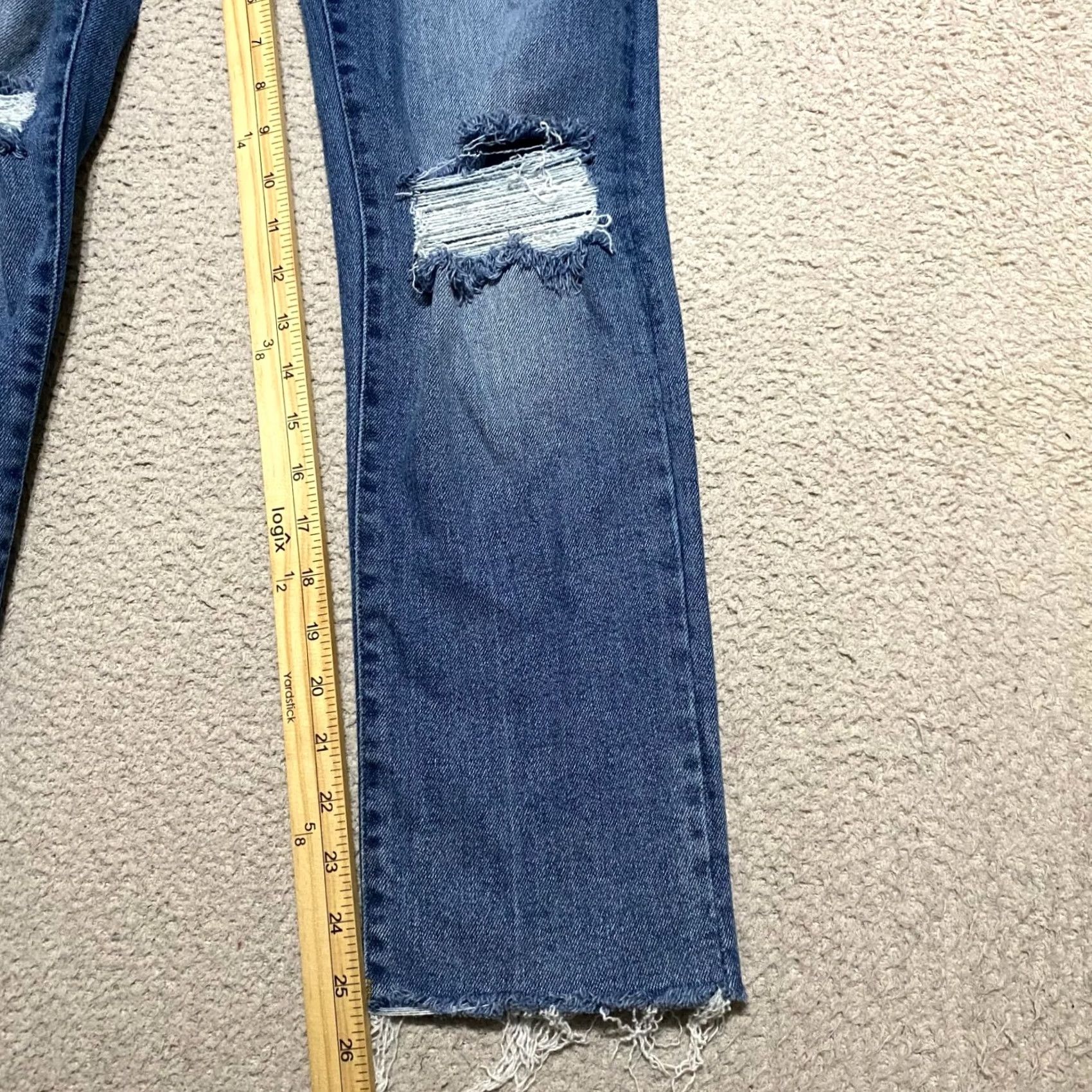 Vintage Kensie Jeans Jeans Blue Denim Medium Wash Slim Straight Distressed Raw Hem Womens Size 2 Size 26" / US 2 / IT 38 - 6 Thumbnail