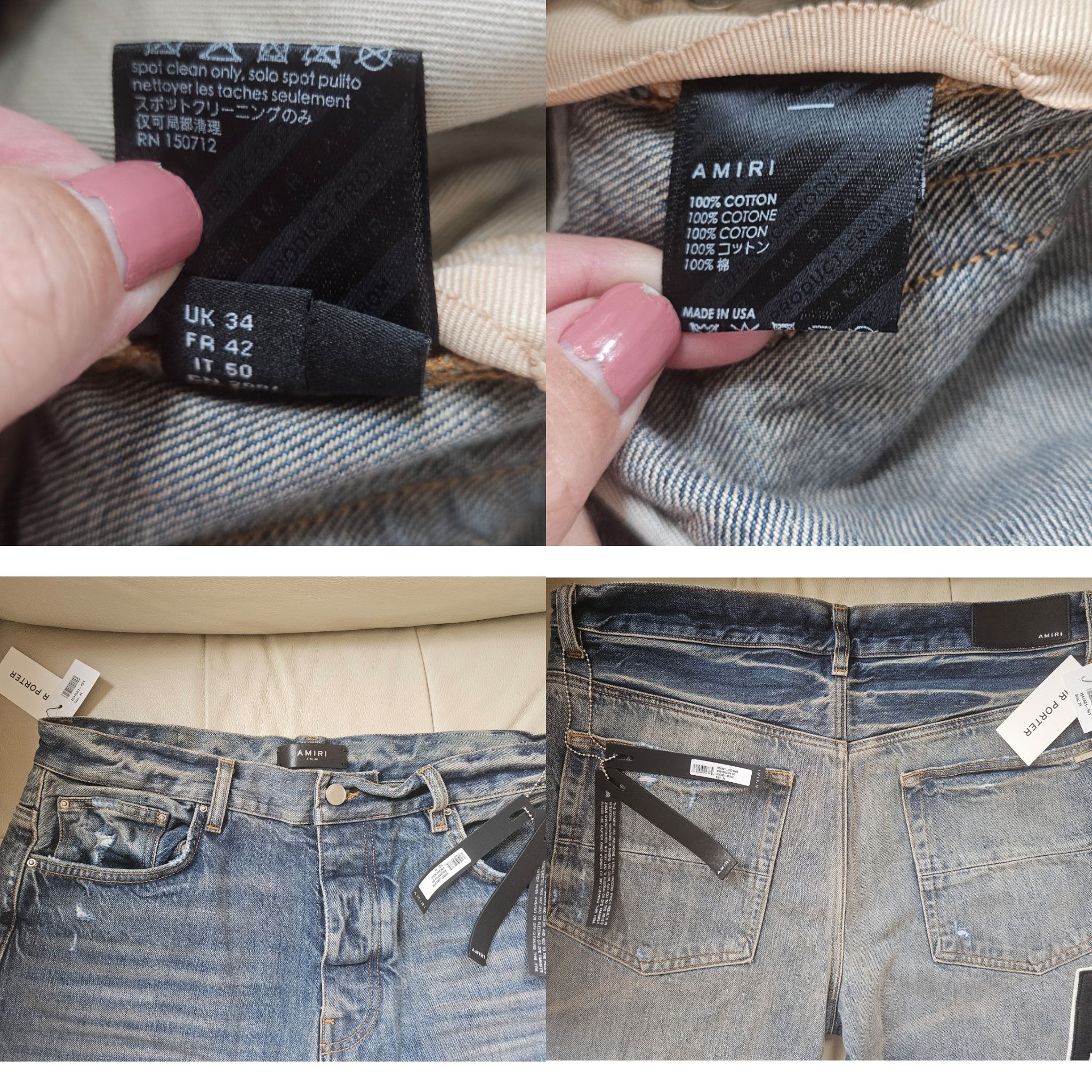 Amiri Amiri Patchwork “Champions 23” Jeans Blue Sz 34 BNWT Size US 34 / EU 50 - 10 Thumbnail