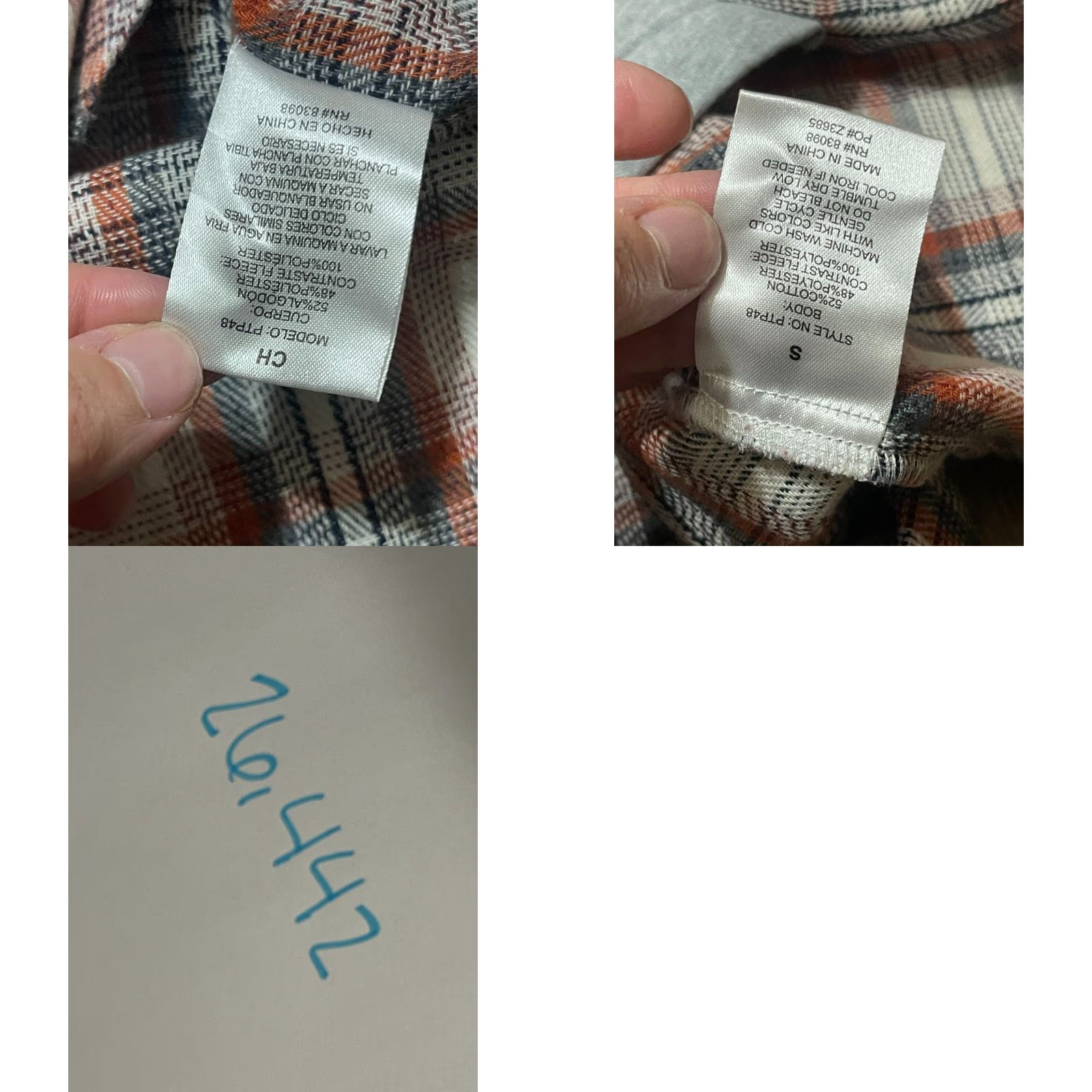Vintage CI SONO Full Zip Hoodie Women's Size Small Orange White Gray Plaid Full Zip Size S / US 4 / IT 40 - 8 Thumbnail