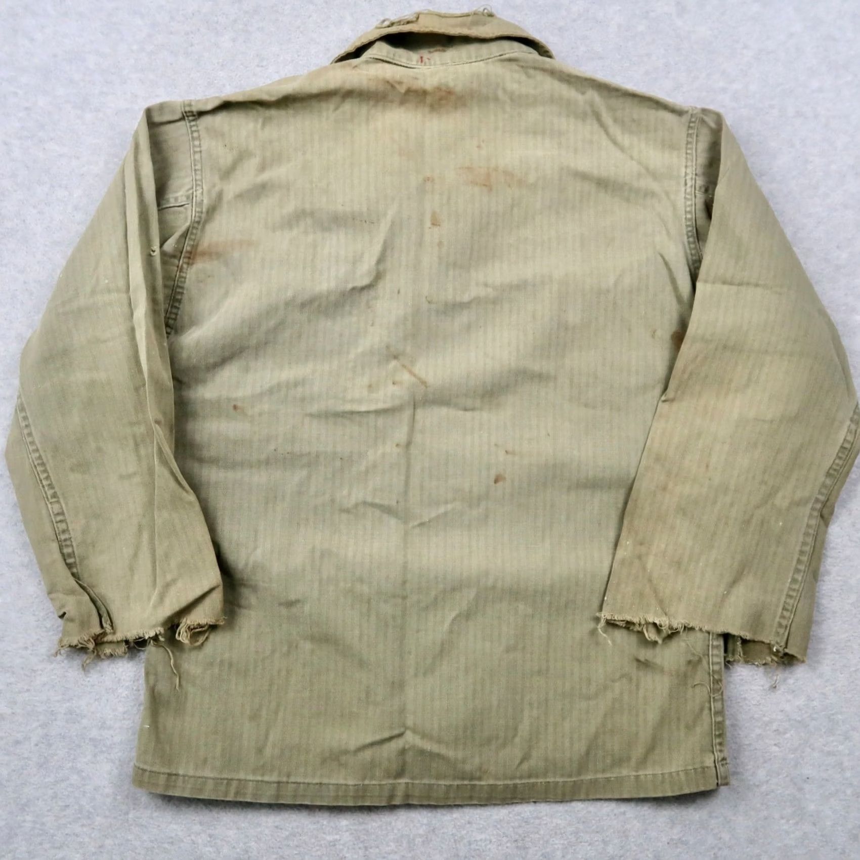 Vintage Vintage 40s WW2 HBT Utility Jacket P43 Sz M / L - Military Green Denim 13 Star Buttons - Fair Condition Size US L / EU 52-54 / 3 - 2 Thumbnail