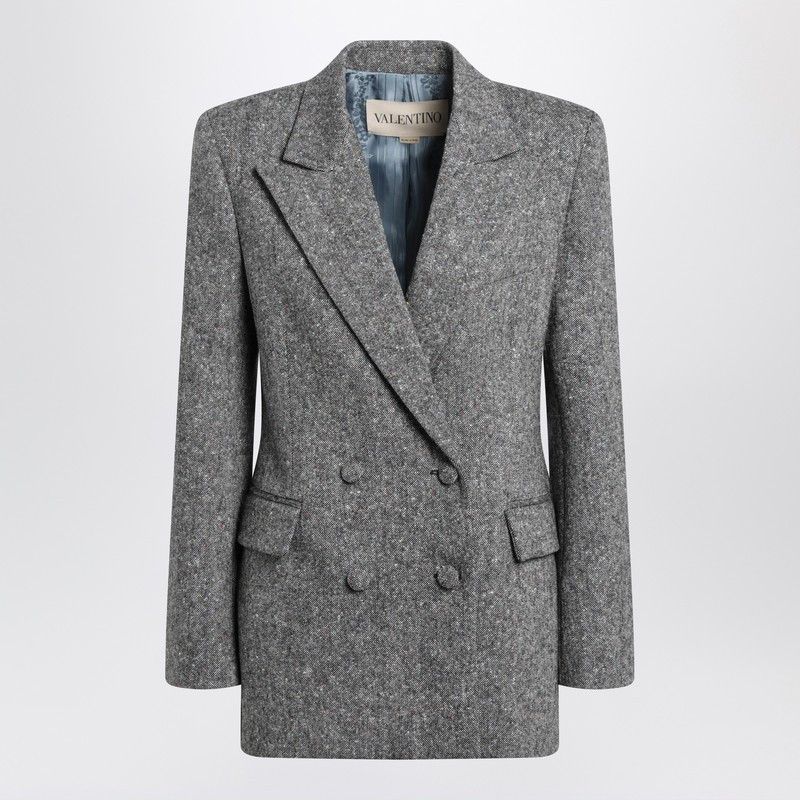 Valentino Valentino Double-Breasted Jacket In Natte Wool Boucle Size M / US 6-8 / IT 42-44 - 1 Thumbnail