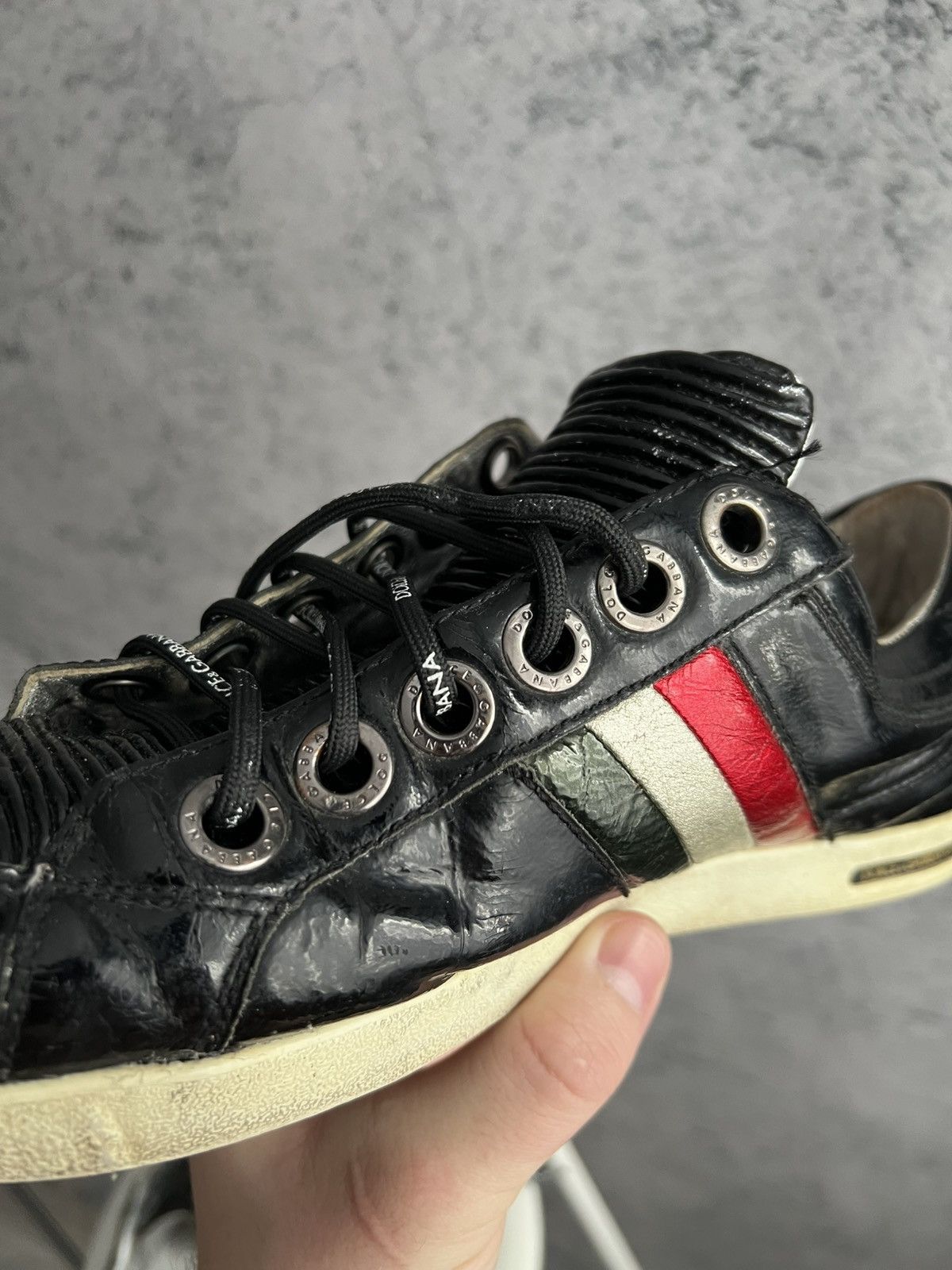Dolce & Gabbana Vintage Dolce&Gabbana Patent Leather Low Top Sneakers DG Y2K Size US 9 / EU 42 - 19 Thumbnail